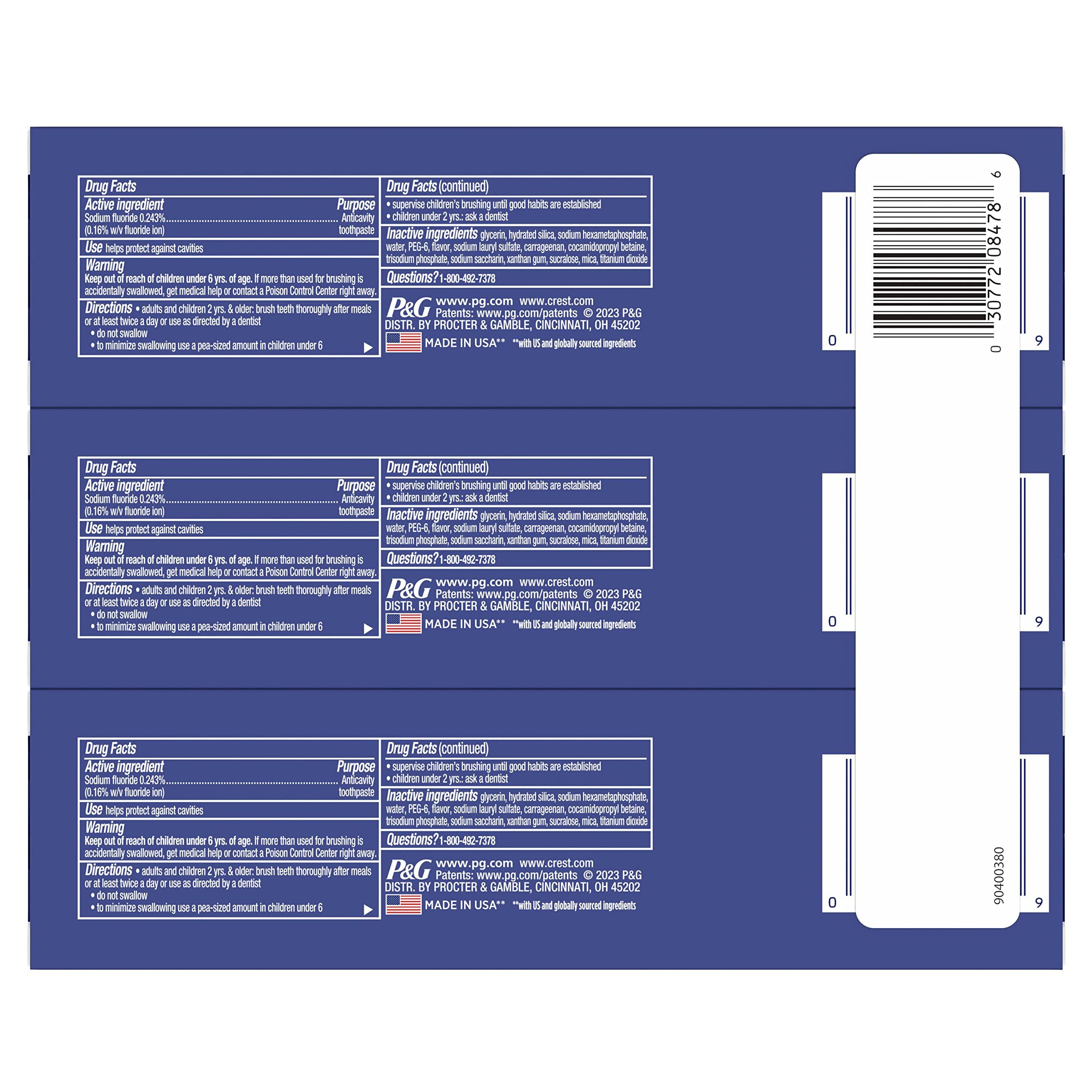 Crest Crest 3D White Advanced Glamorous White Teeth Whitening Toothpaste, 3.8 oz, Pack of 3