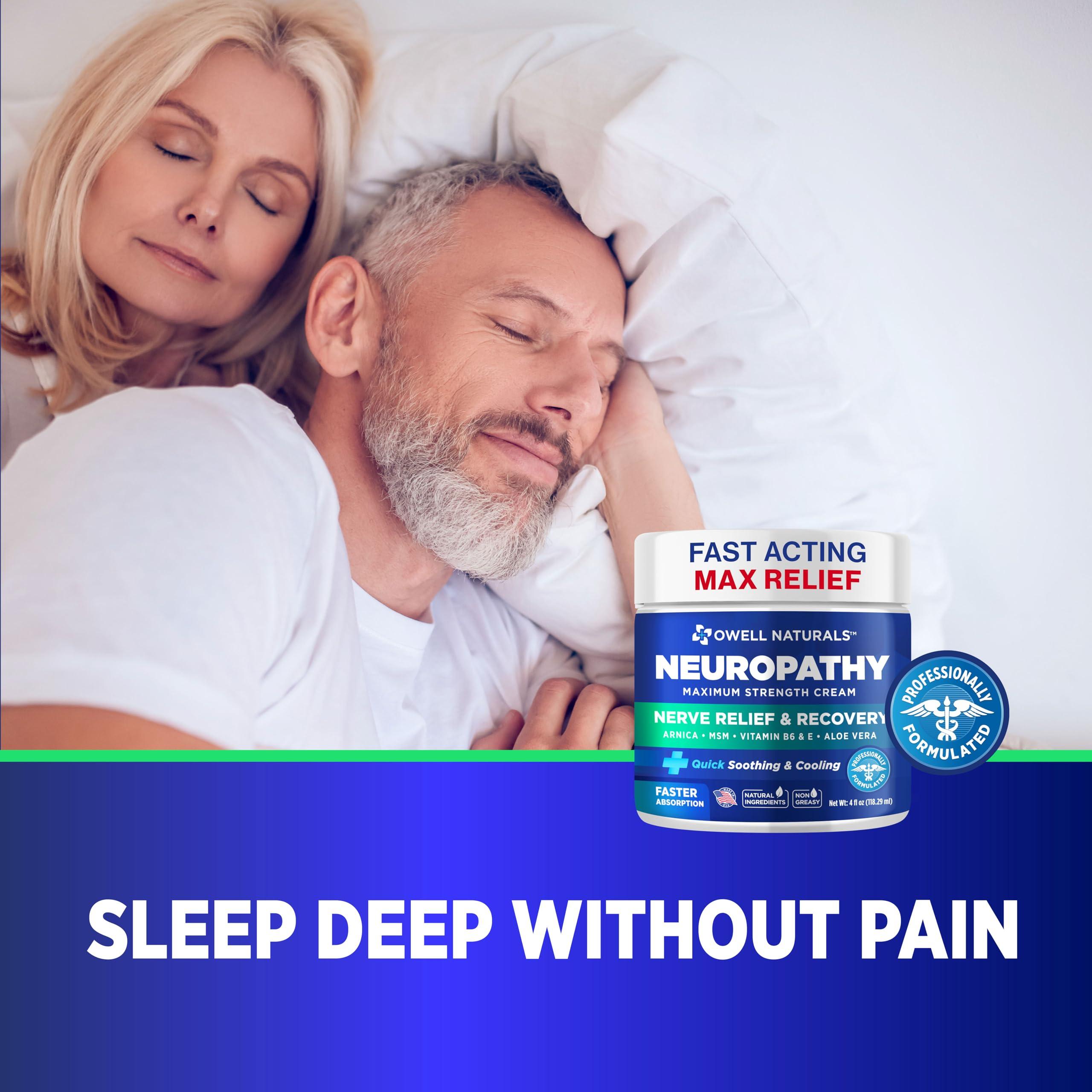 OWELL NATURALS Owell Naturals Neuropathy Nerve Relief Cream 4 Fl Oz (Pack of 1) Maximum Strength, Non Greasy, All Natural for Feet, Hands, Legs & Toes Discomfort, Made in USA