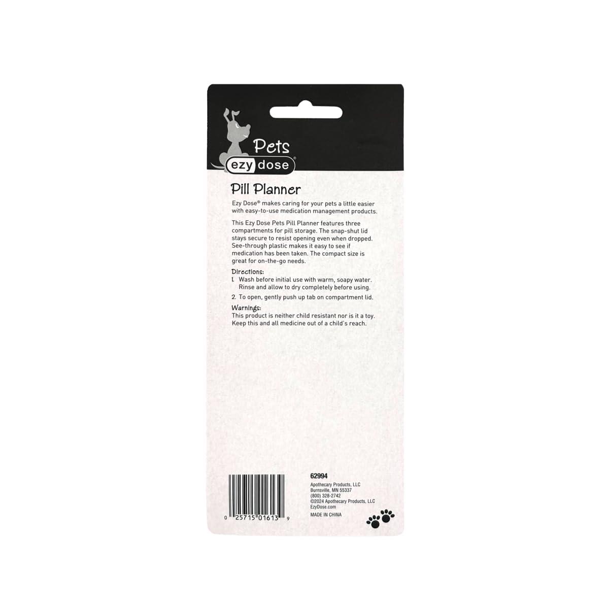 EZY DOSE EZY DOSE Dog Bone Pill Case, Medicine Planner, Vitamin Organizer Box, Weekly Dispenser for Daily Doses, 3 Individually Large Compartments, Convenient for Treat Storage, Pet Friendly, Orange, BPA Free