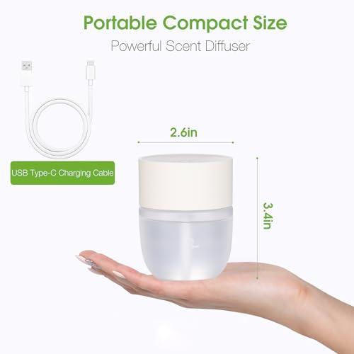 Snubor Generic Waterless Diffuser Mini Portable Scent Dispenser, Cordless Diffusers, Smart Aromatherapy Nebulizing Diffuser, 3 Spray Modes for Home Office Car (Exquisite Cypress, White1 Table-Mounted)