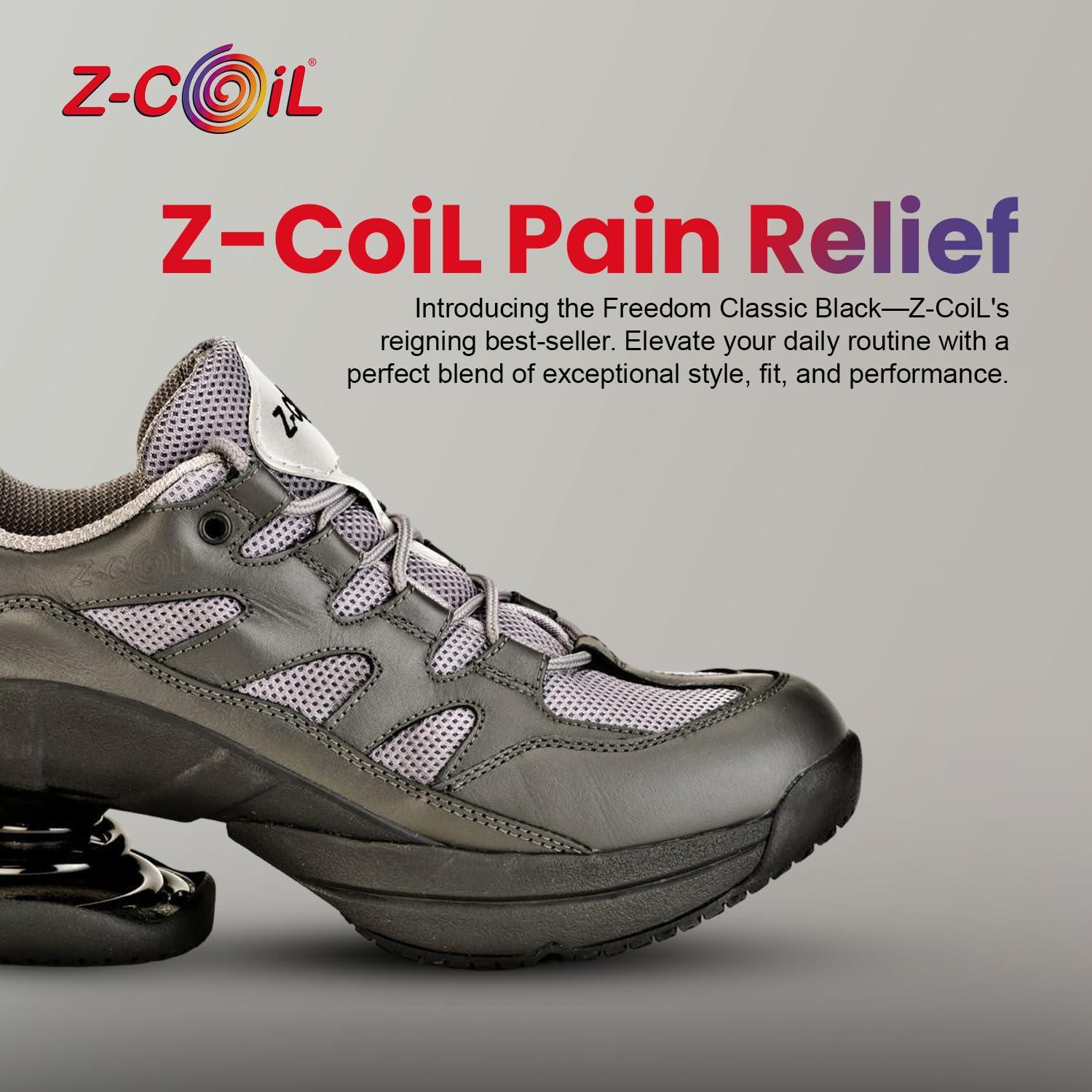 Z-CoiL Z-CoiL Freedom Classic Women\'s Sports Shoe - Orthopedic Shoes for Men - Orthotic Walking Sneaker for Pain Relief, Foot Support, and Comfort - Open Coil Grey/Black
