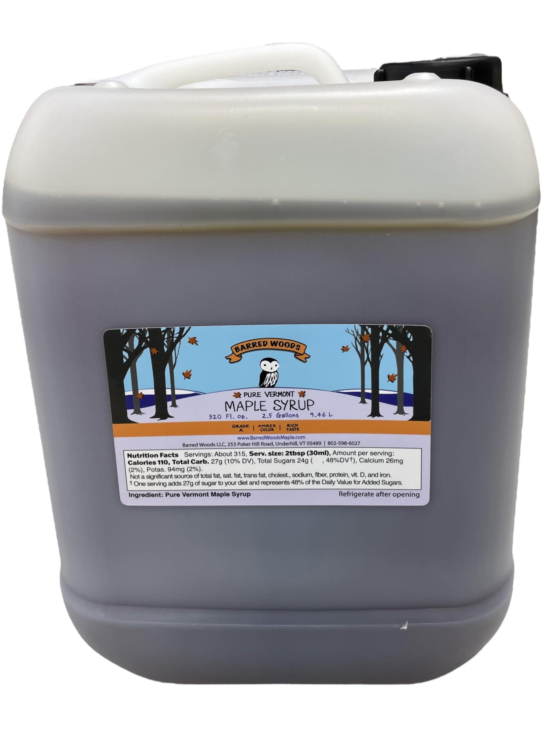 Barred Woods Maple Products Bulk Pure Vermont Maple Syrup - 2.5 Gallon Jugs - From Barred Woods Maple (Grade A Amber Rich)