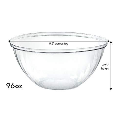 PLASTICPRO PLASTICPRO Disposable Round Crystal Clear Serving Bowls With Lids Party Snack or Salad Bowl, Plastic Clear Chip Bowls, Party Snack Bowls, Candy Dish, Salad (2, 96 OUNCE)