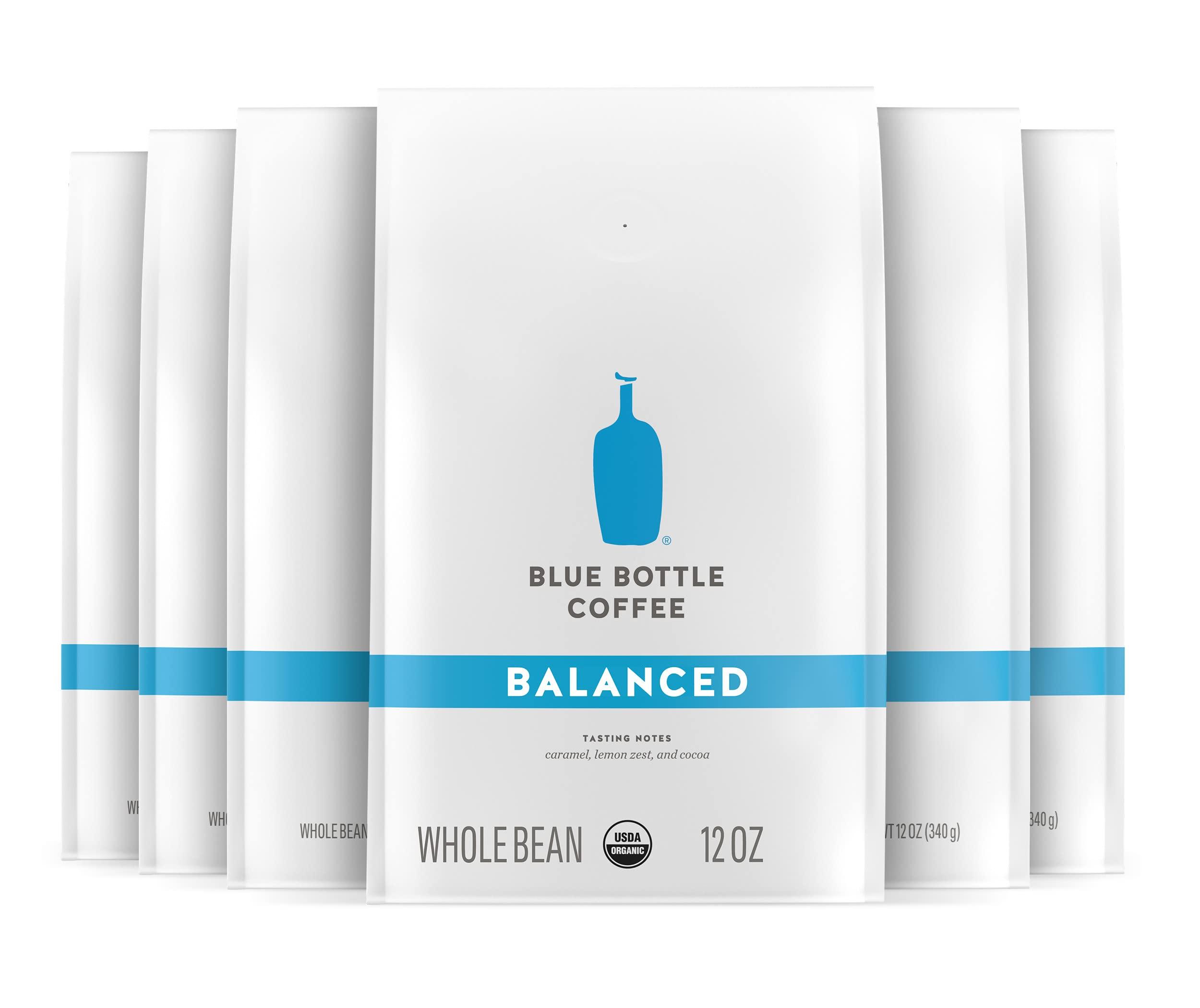 Blue Bottle Coffee Blue Bottle Whole Bean Organic Coffee, Balanced, Medium Roast, 12 oz bag, (Pack of 6)
