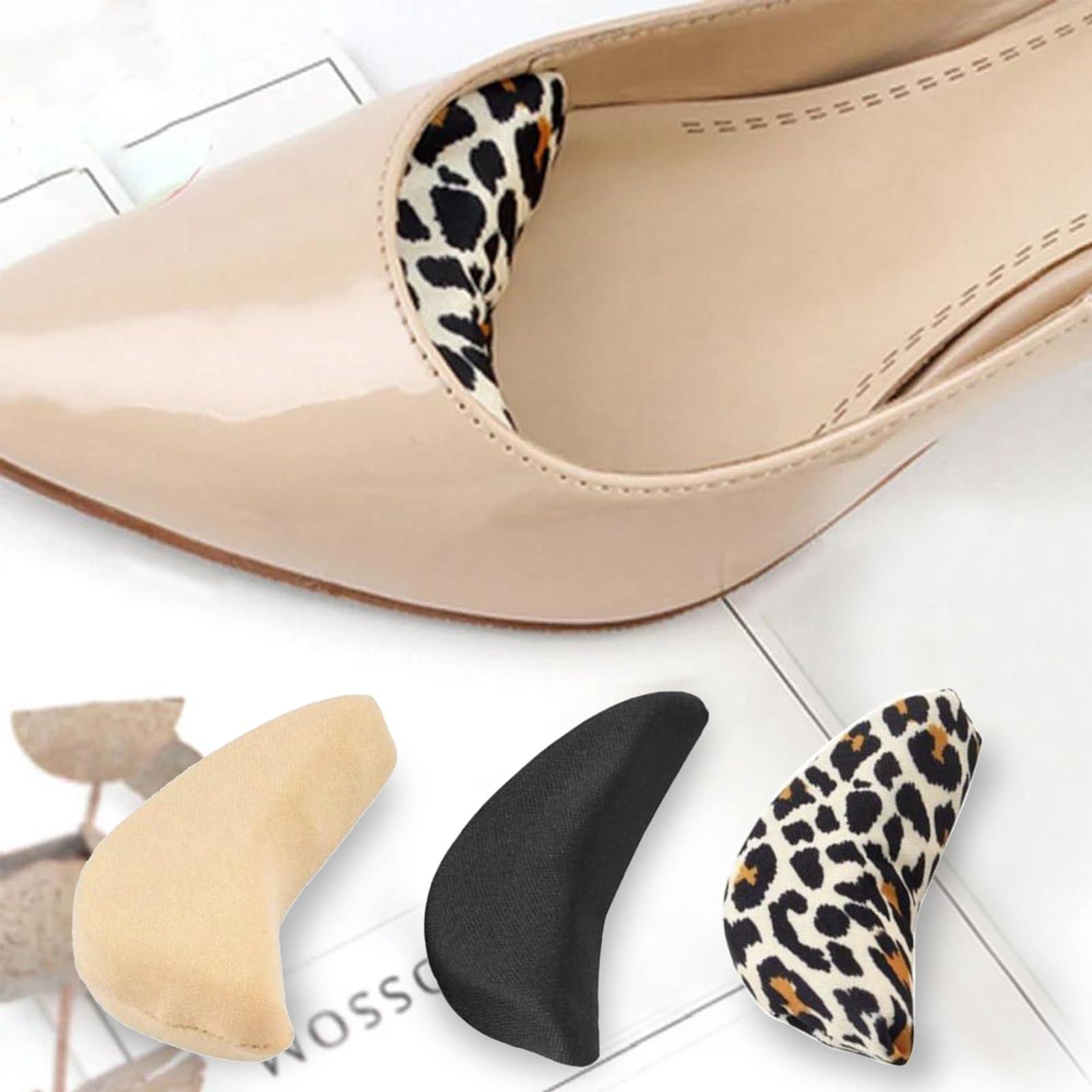Egowry Toe Inserts for Shoes Too Big, 2 Pairs Foam Toe Filler to Make Shoes Fit Tighter, Shoe Toe Filler Inserts for Women Men, Pumps, Flats, Sneakers (Leopard Print)