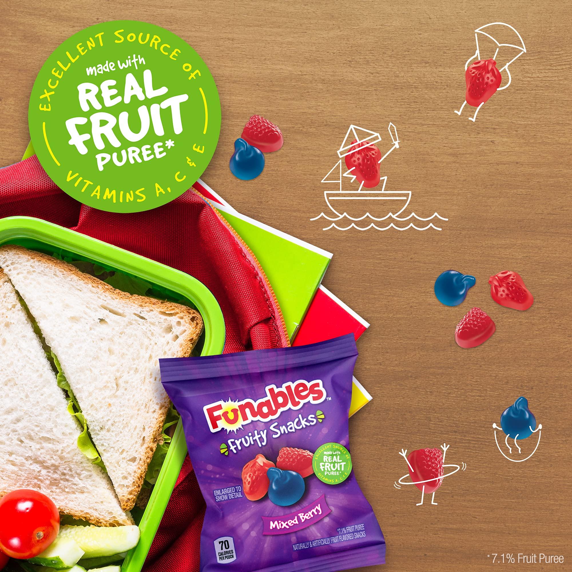 Funables Funables Fruit Snacks, Mixed Berry Fruit Flavored Snacks, 0.8 ounce Pouches (Pack of 80)