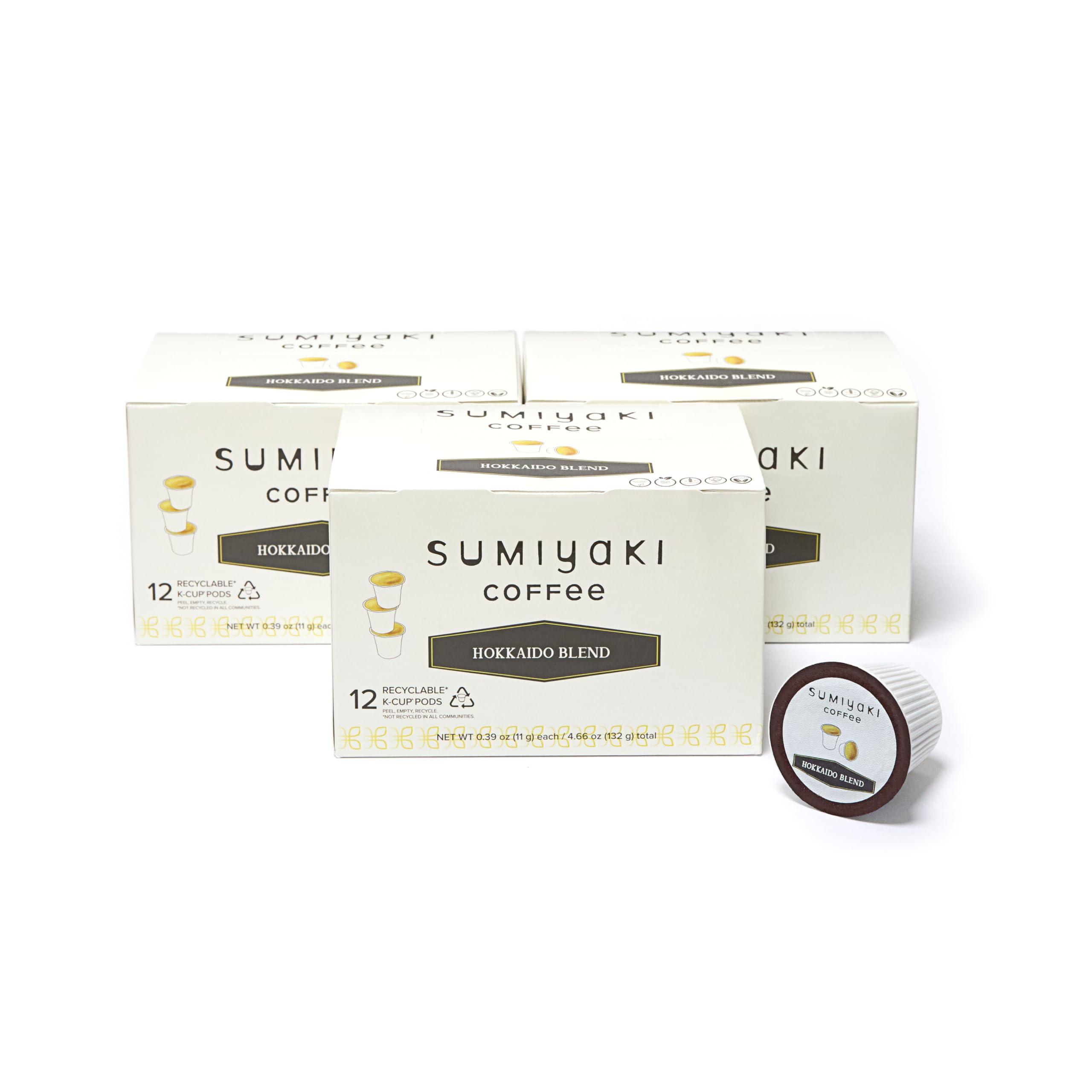 JAPANESE COFFEE CO. ROASTED WITH IN JAPAN Hokkaido Sumiyaki Blend Coffee K-Cups - Smooth & Balanced, Single Serve Pods, Compatible with Keurig Brewers, 12 Count