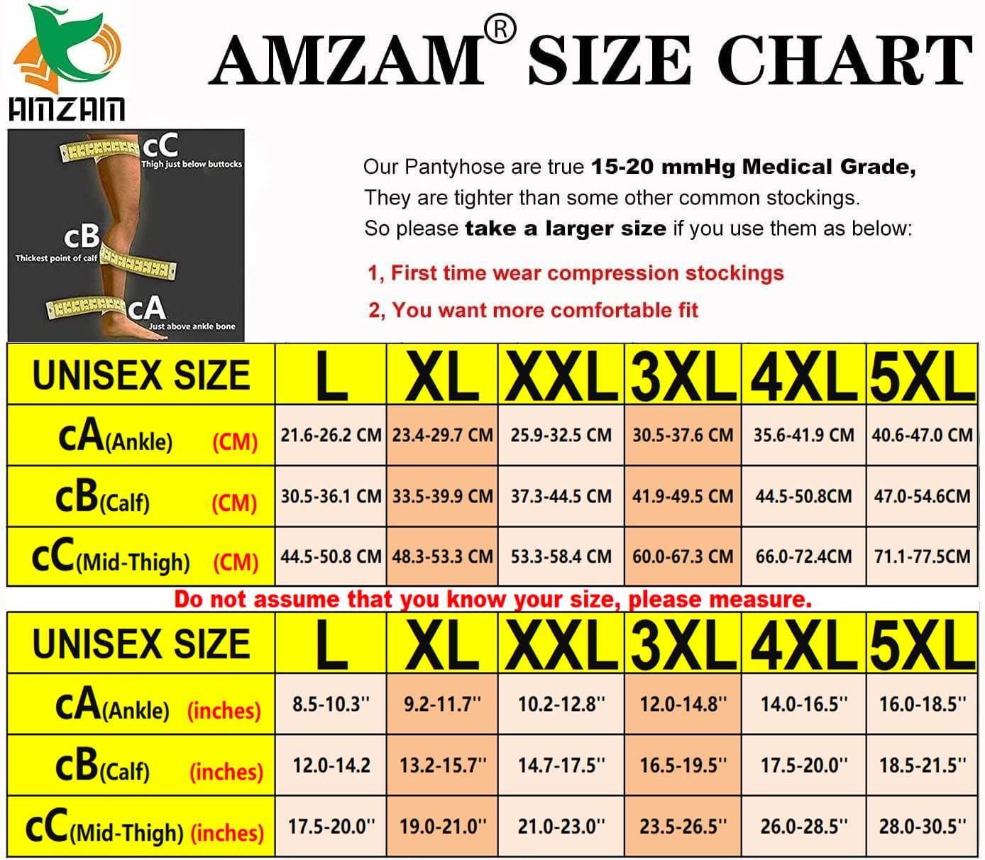 AMZAM Plus Size 4XL Medical Compression Pantyhose for Women & Men, 15-20 mmHg Graduated Compression Leggings, Opaque Footless Waist High Compression Stockings for Edema, Varicose Veins, Flight, DVT, Beige