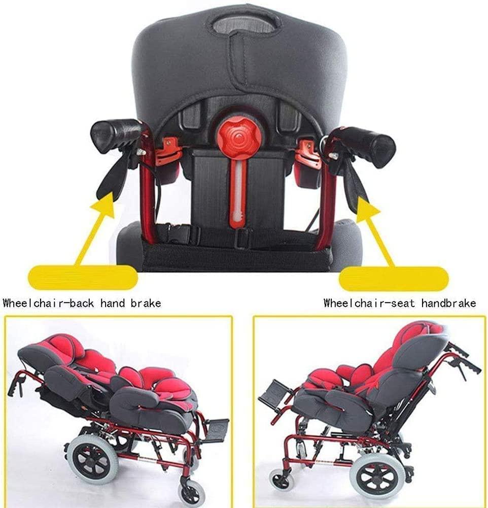 Aimery Aimery Foldable Full Recline Child Wheelchair, Cerebral Palsy Childrens Manual Wheelchair with High Backrest, with Dining Table Medical WheelchairPortable ultra-light hand-push mobility scooter