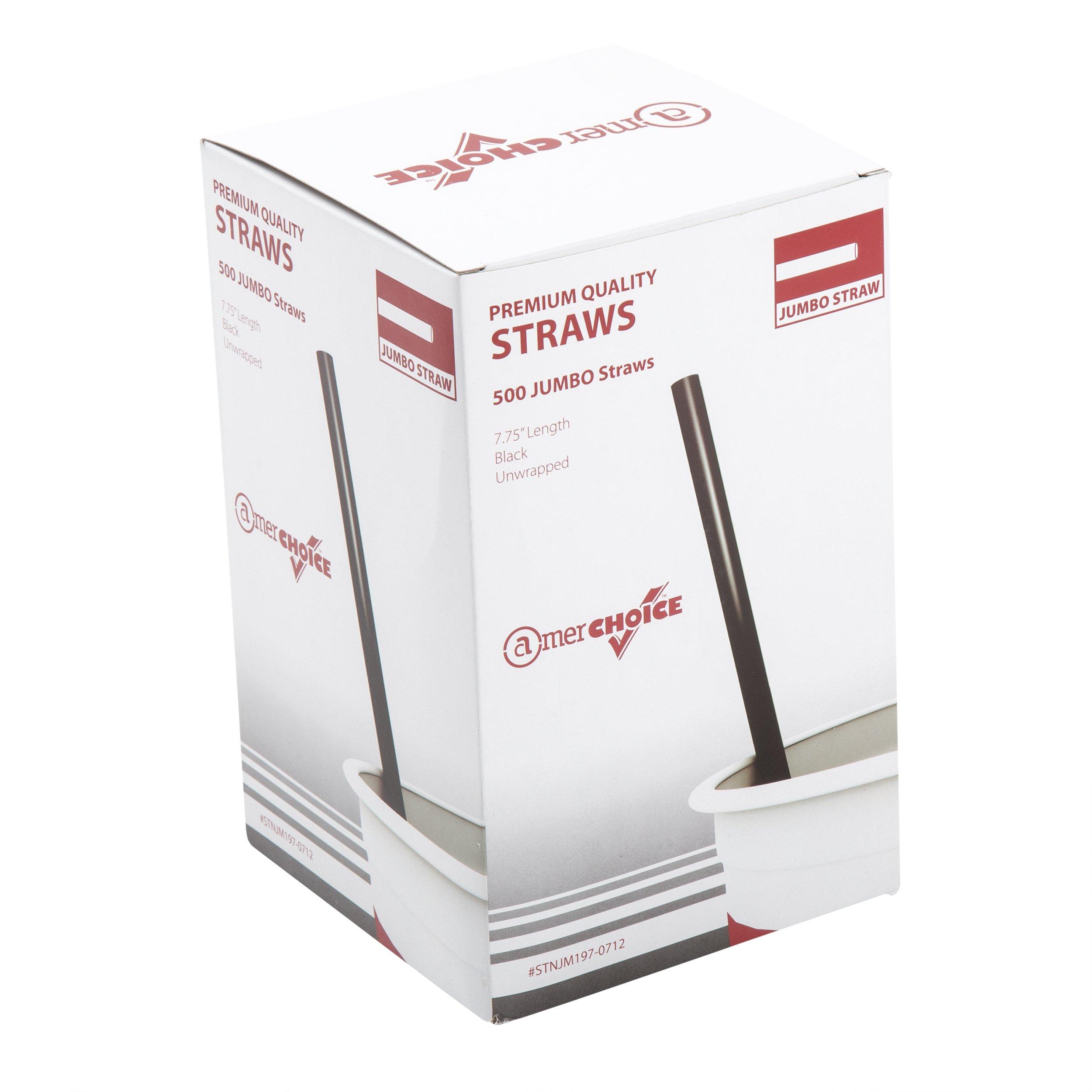 AmerCare AmerCare 7.75 Inch Jumbo Black Straws, Unwrapped, Case of 12,000