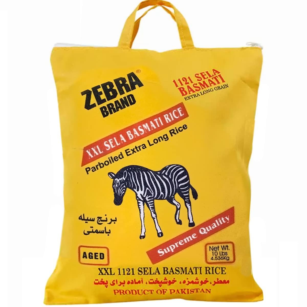 Zebra Basmati Rice Zebra Basmati Rice - 1121 Sela XXL Parboiled Rice, (10 Lb) Extra Long Grain