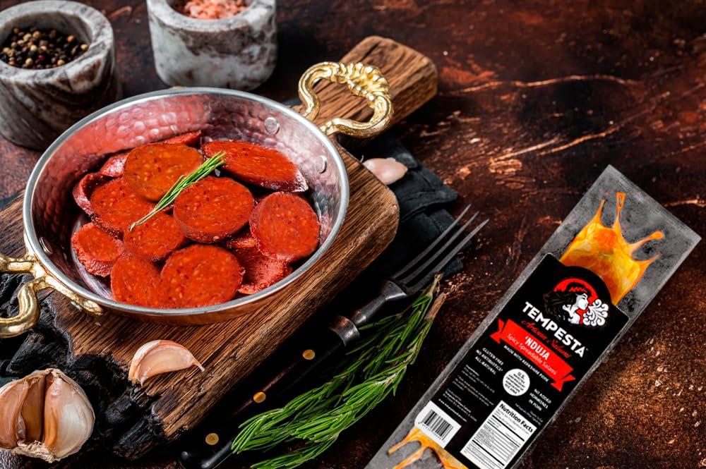 TEMPESTA Tempesta Artisan Salumi | Nduja | Spicy Spreadable Salami | Famous and Versatile Calabrian Salami, 4.5 oz each [Pack of 3]