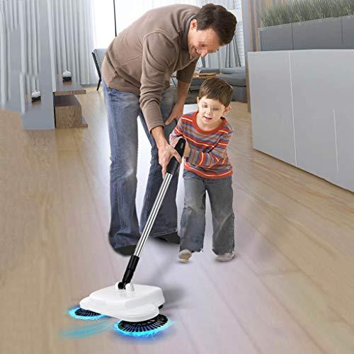 brooms NLIAN- Hand Push Automatic Sweeper Broom, 3 in 1 Household Cleaning Including Broom Dustpan Trash Bin Separate Trash Storage Tank Without Electricity (Color : White)