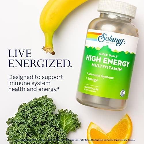 SOLARAY SOLARAY Once Daily High Energy Multivitamin for Women and Men - Energy Supplements - Immune Support w/Vitamin C, A, D and E, Vitamin B Complex, Trace Minerals, 60-Day Guarantee, 180 Serv, 180 VegCaps
