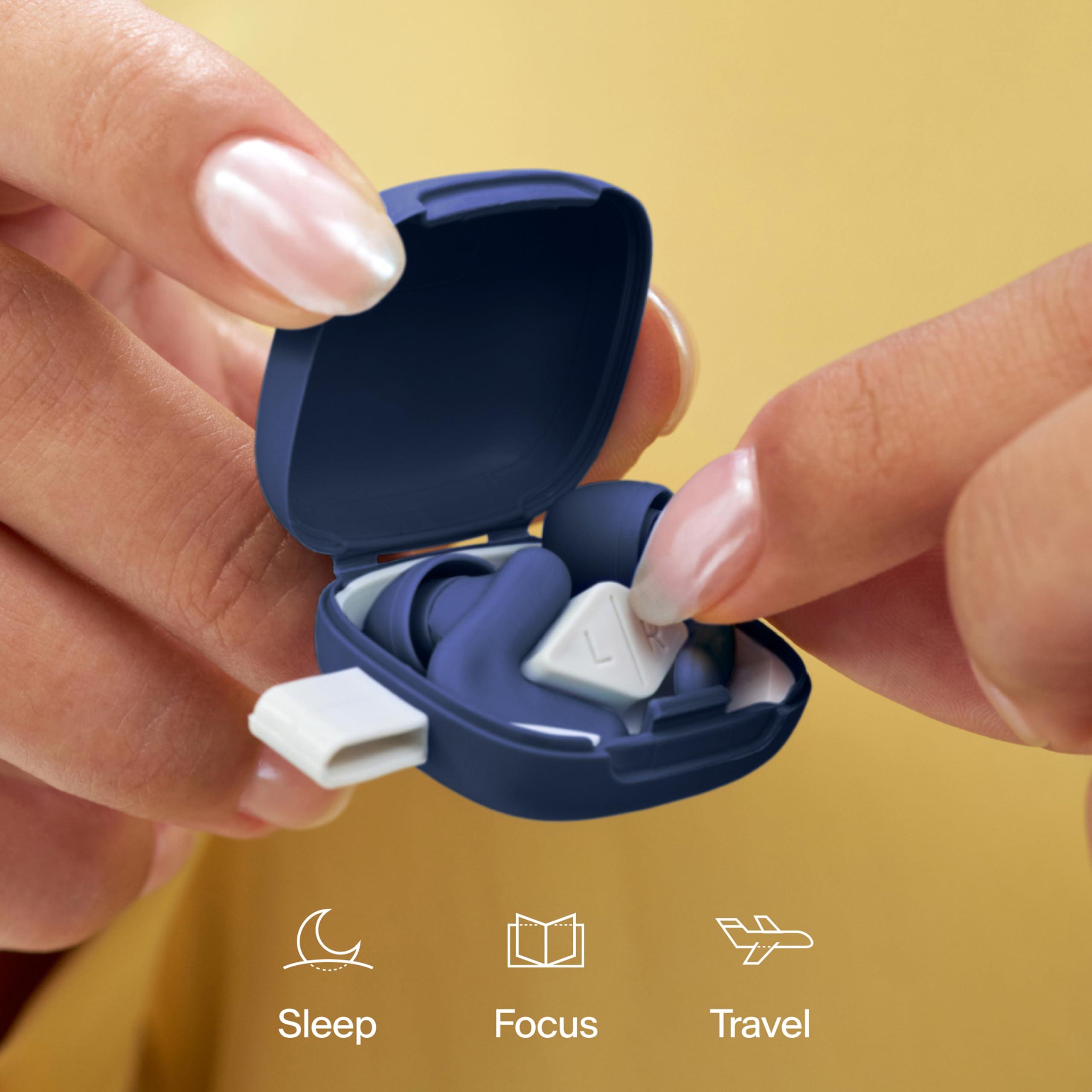 Alpine Alpine Silence Ear Plugs for Sleep, Focus & Travel - V-Shape Fit & Soft Oval Tips  4 Sizes XS/S/M/L - Comfortable, Reusable Hearing Protection - 22dB  Midnight Blue