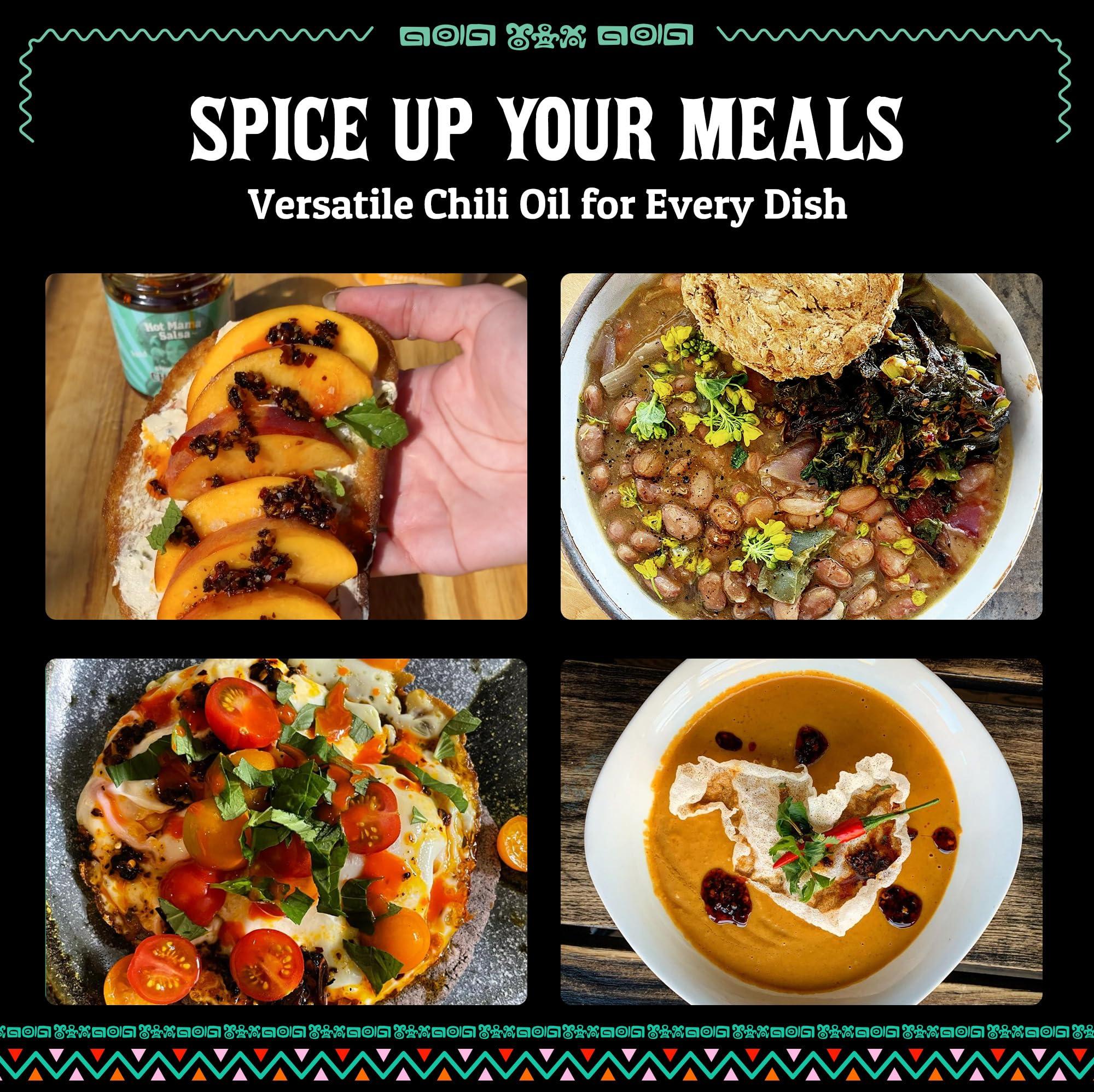 Hot Mama Salsa Hot Mama Salsa Smoky Coffee Chili Oil A Chili Oil Rich in Antioxidants, Low Calorie, No Preservatives, Additives, or GMOs Perfect for Mushrooms, Shrimp, Veggies, Soups, Pastas, Eggs 9 fl oz