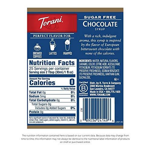 Torani Torani Sugar Free Syrup, Chocolate, 25.4 Fl Oz (Pack of 4)