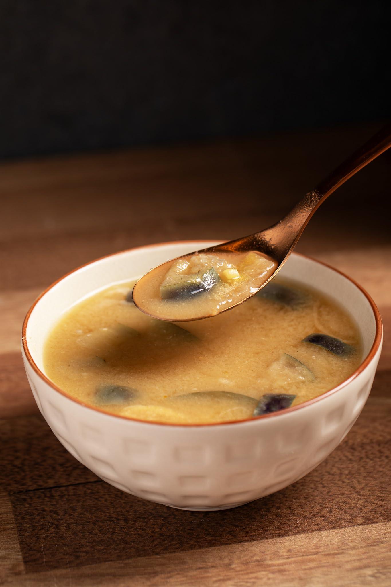 Tsubi Soup Tsubi Soup Freeze-Dried Japanese Miso Soup Packets - Instant, Vegan, Easy Mix, Gluten & MSG-Free, Flavorful - Ready in Seconds - Authentic Taste of Japan - Yellow Miso (Eggplant & Ginger) - 12 Packs