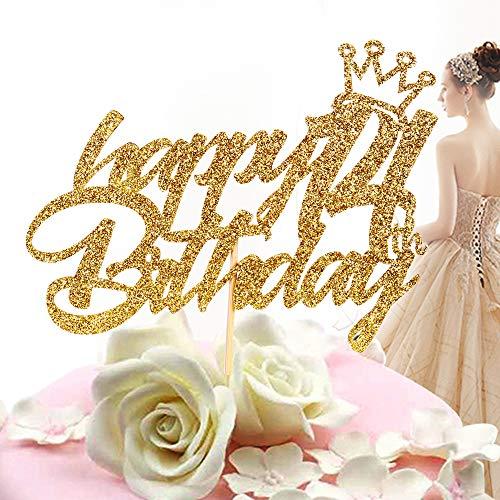 Sunny ZX Sunny ZX Font Golden Numbers 14th Queen Birthday Cake Topper Gold Glitter Happy Birthday Cake Topper, Cake Toppers Birthday Party Decoration