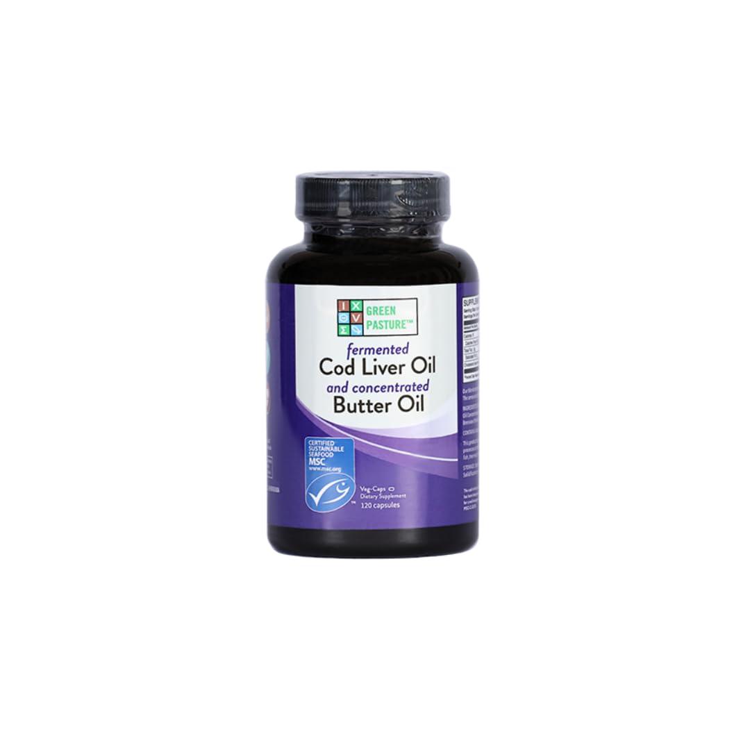 Green Pasture Green Pasture Fermented Cod Liver Oil Blend and Concentrated Butter Oil Blend - 120 Capsules
