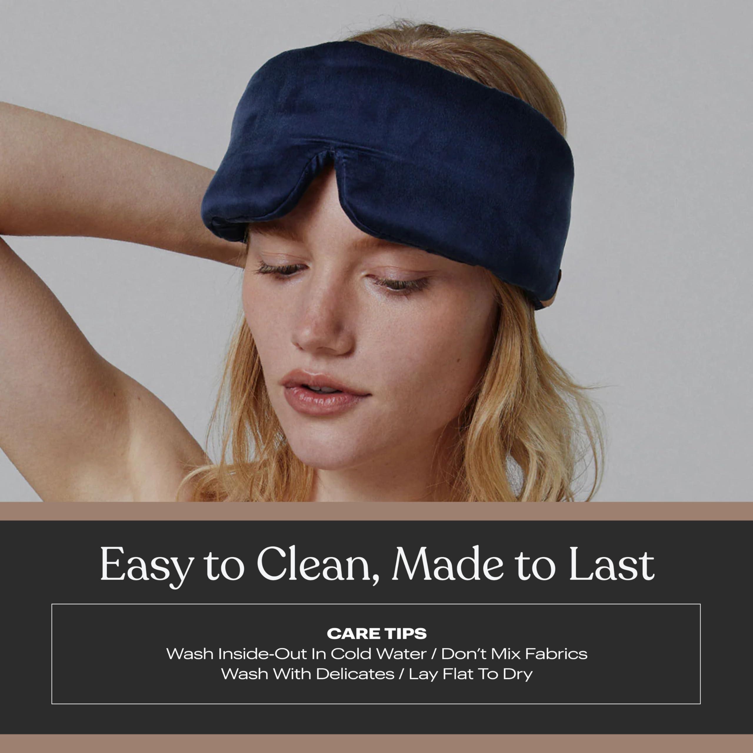 Lunya Lunya Sleep Mask with Box - Washable Silk Sleeping Mask and Headband for Beauty Routines - Thermoregulating Comfort for Restful Nights - Silk Eye Mask for Women - Deep Blue