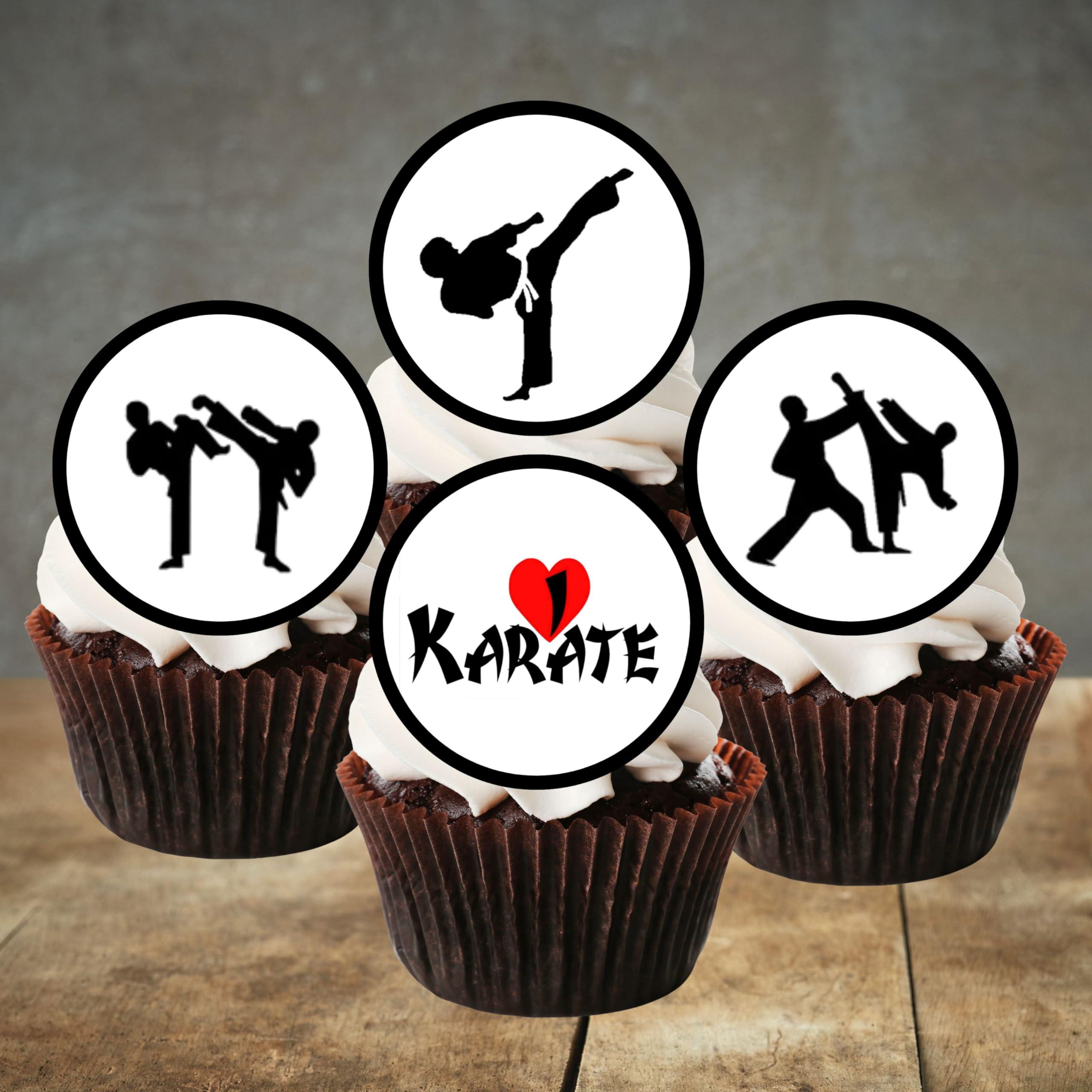 48 Karate Cupcake Toppers, Mini Martial Arts Cake Decorations, Karate