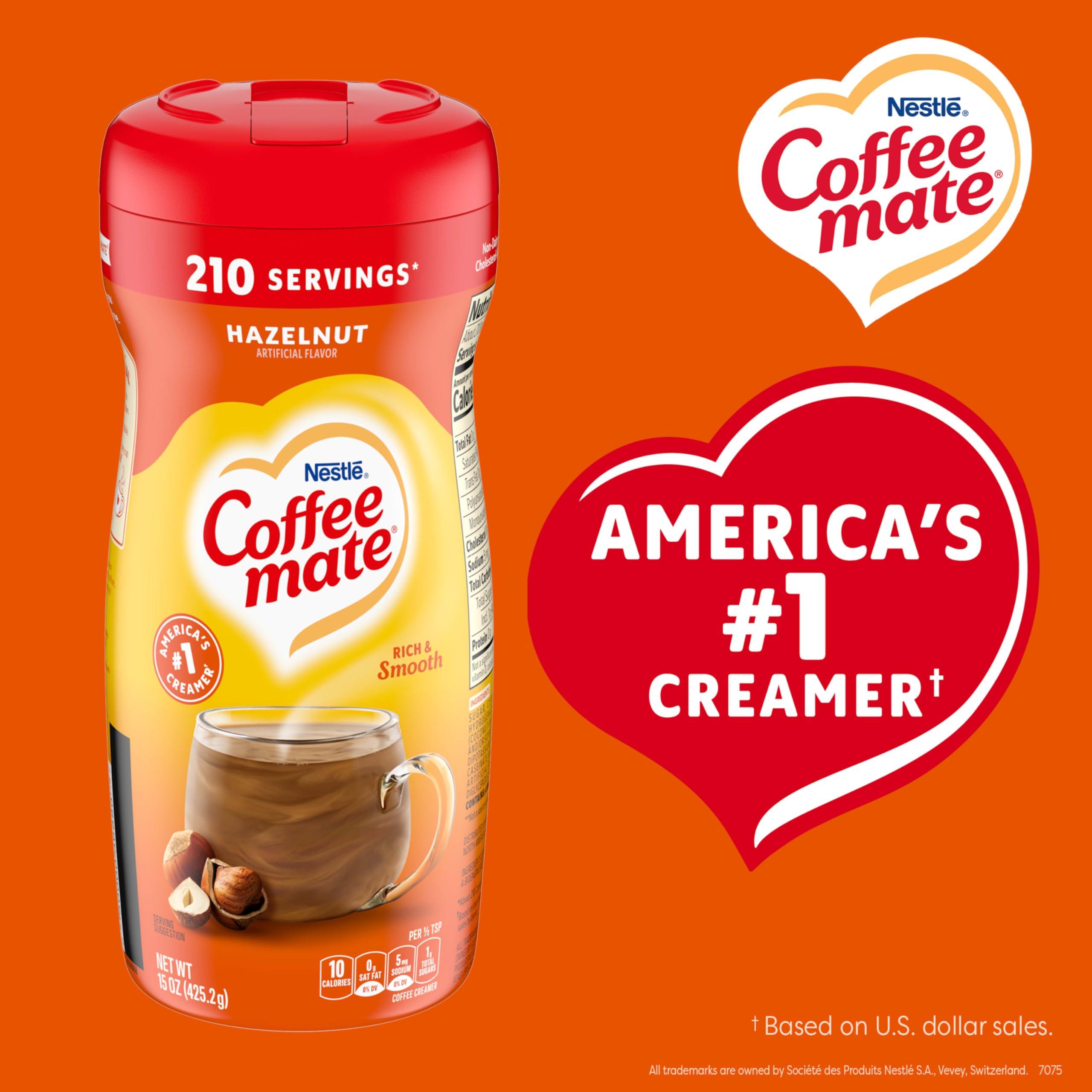 Coffee mate Nestle Coffee mate Coffee Creamer, Hazelnut, Non Dairy Powder Creamer, 15 oz Canister (Pack of 12)