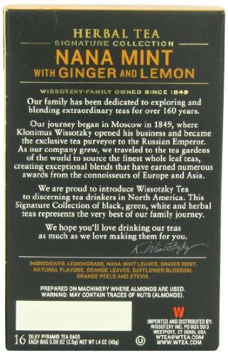 Wissotzky Tea Wissotzky Tea Signature Collection Nana Mint with Ginger and Lemon Tea, 1.4 Ounce (16 Count)