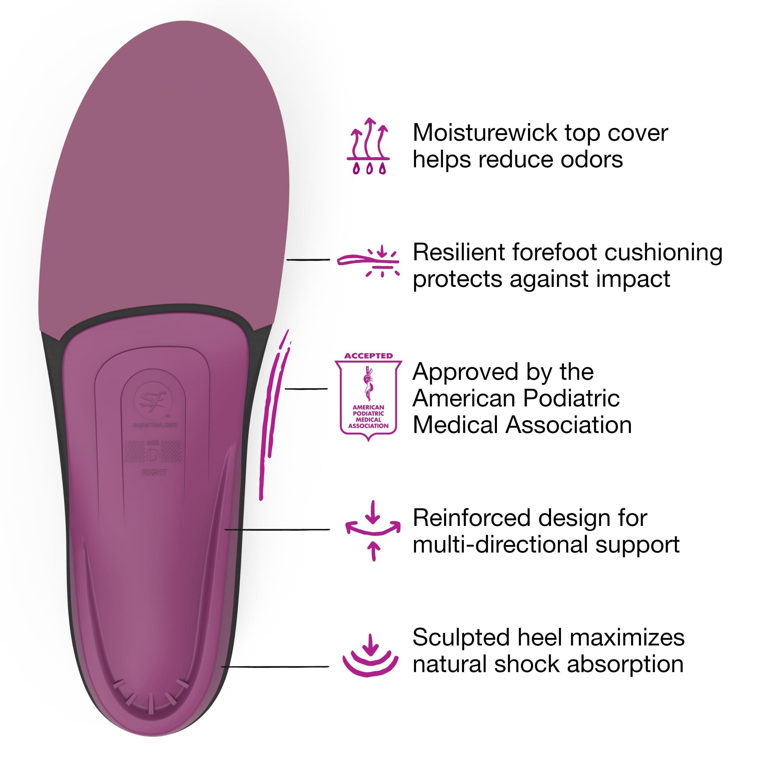 Superfeet Superfeet All-Purpose Women\'s High Impact Support Insoles (Berry) - Trim-To-Fit Orthotic Arch Support Inserts for Women\'s Running Shoes - Professional Grade - Size 4.5-6 Women