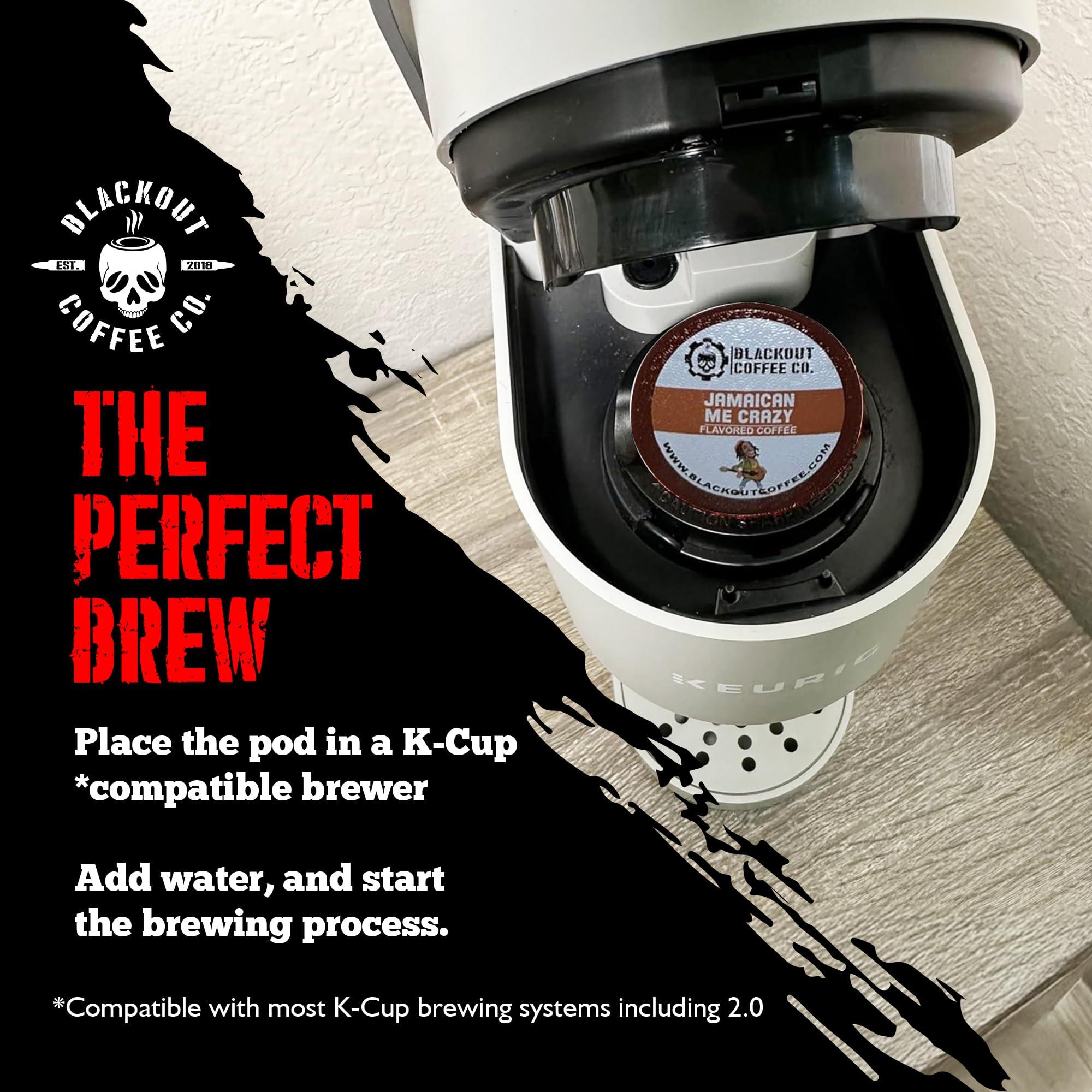 Blackout Coffee Co. Blackout Coffee Jamaican Me Crazy Flavored Pods, Freshly Roasted in the USA - K-Cup Compatible Single-Serve Pods (18 Count)