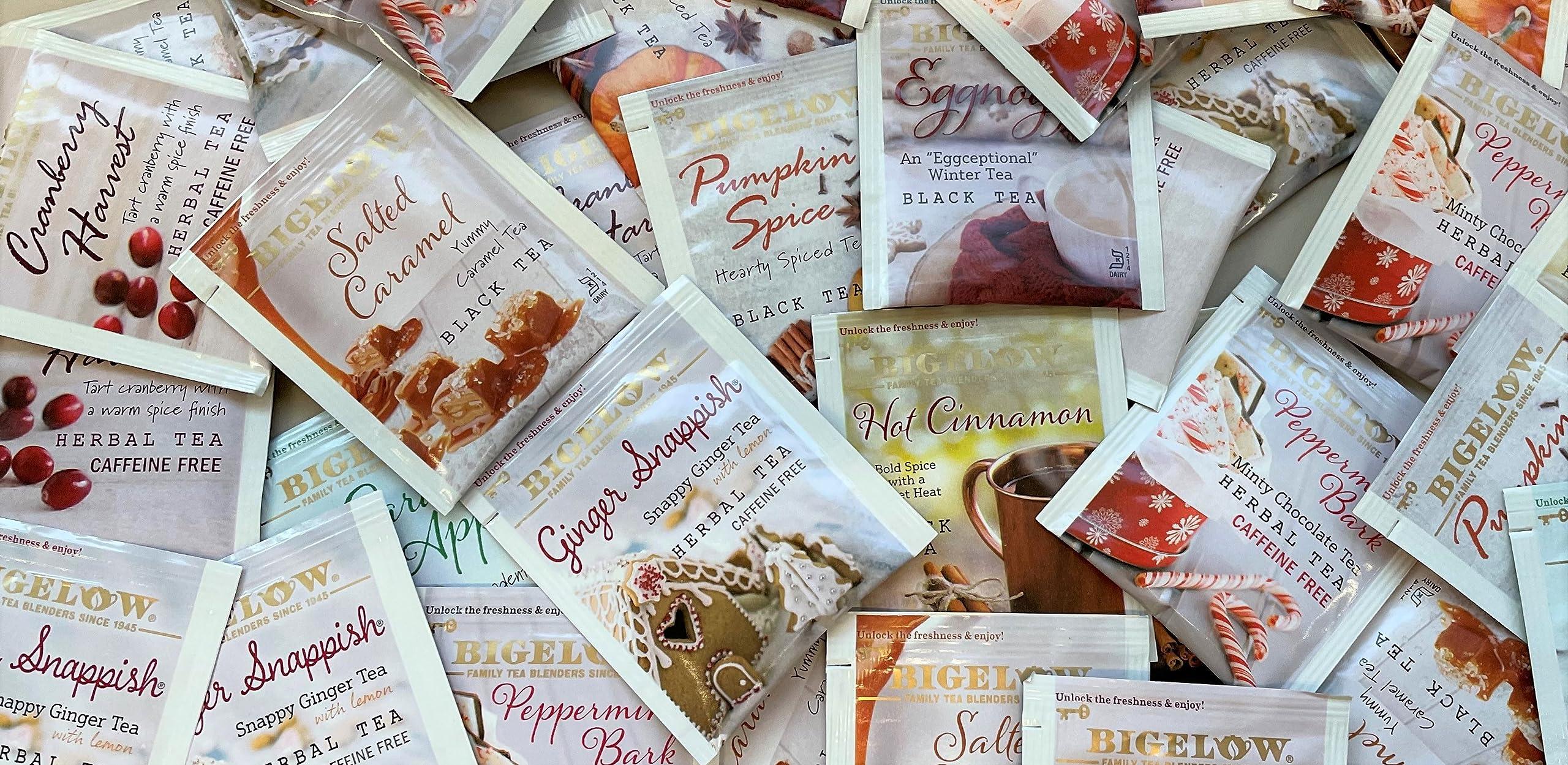 Bigelow Tea Bigelow Tea Seasonal Tea Variety Pack, 6 Flavor Holiday Teas, Caffeinated Tea Bags and Caffeine Free Tea Bags, 18 Count Box (Pack of 6), 108 Total Tea Bags