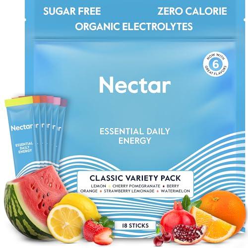 Nectar Nectar Energy Booster - Organic Caffeine, B12 & Electrolytes - Sugar Free & Zero Calorie – Healthy Coffee, Energy Drink & Soda Alternative – Hydration & Energy Supplement (Variety 18 Powder Packets)