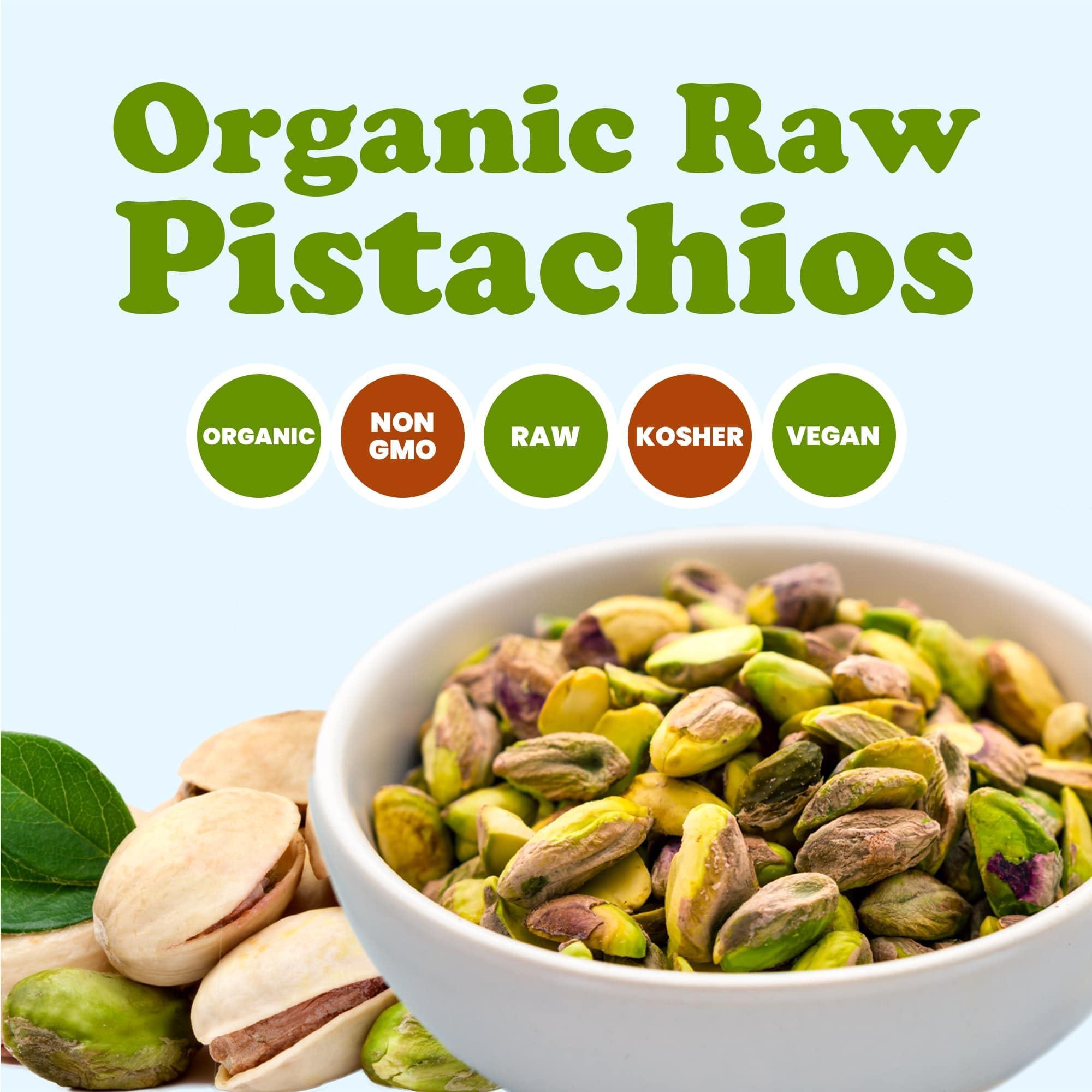 Food to Live Organic Raw Pistachios, No Shell, 16 Pounds Non-GMO Unsalted and Unroasted Kernels. Perfect for Snacking and Cooking. Nutritious Nuts Packed with Protein, Fiber, and Healthy Fats. Kosher. Bulk