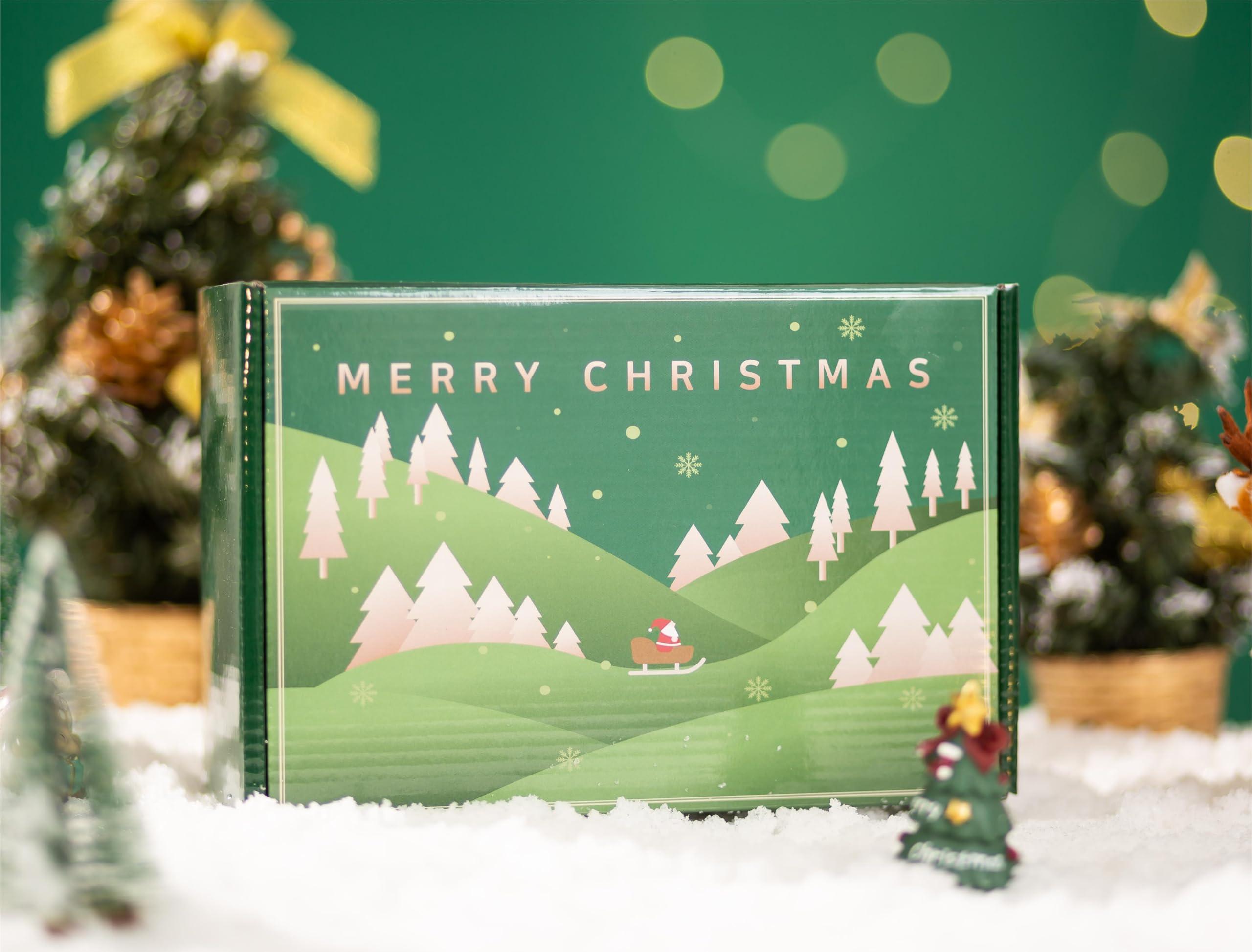 AIFHAAN Christmas Shipping Box 9x6x4 Inch, Corrugated Recyclable Mailer Gift Box with Lid for Small Business, Christmas Gift Wrapping Box Packaging Storage (9x6x4in, Christmas Green)