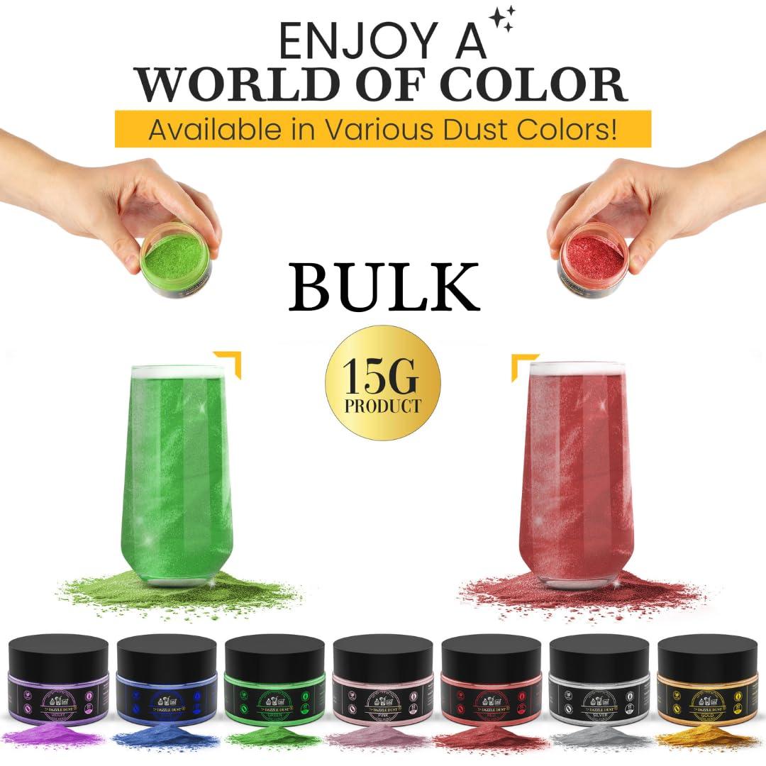 DAZZLE DUST BULK-(15g) Edible Gold Dust, Edible Glitter for cocktails Gold Luster Dust, Gold Edible Glitter For Drinks, Cakes, Edible Gold Paint, Edible Glitter For Cakes,100% Food Safe.