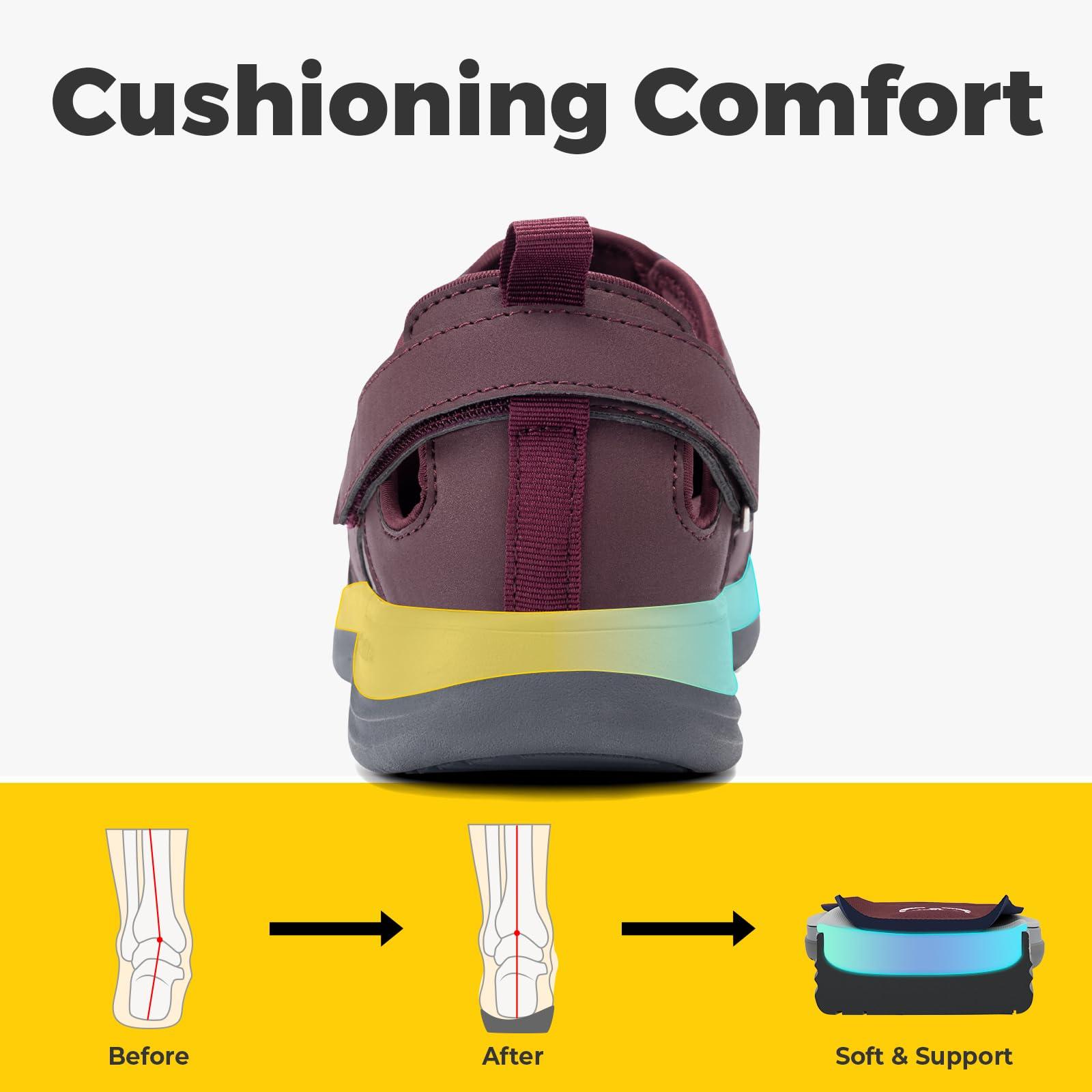 FitVille FitVille Women\'s Diabetic Shoes Extra Wide Width Diabetic Sandals for Women, Diabetic Walking Shoes Adjustable Closure Arch Support Orthopedic Shoes for Swollen Feet Plantar Fasciitis