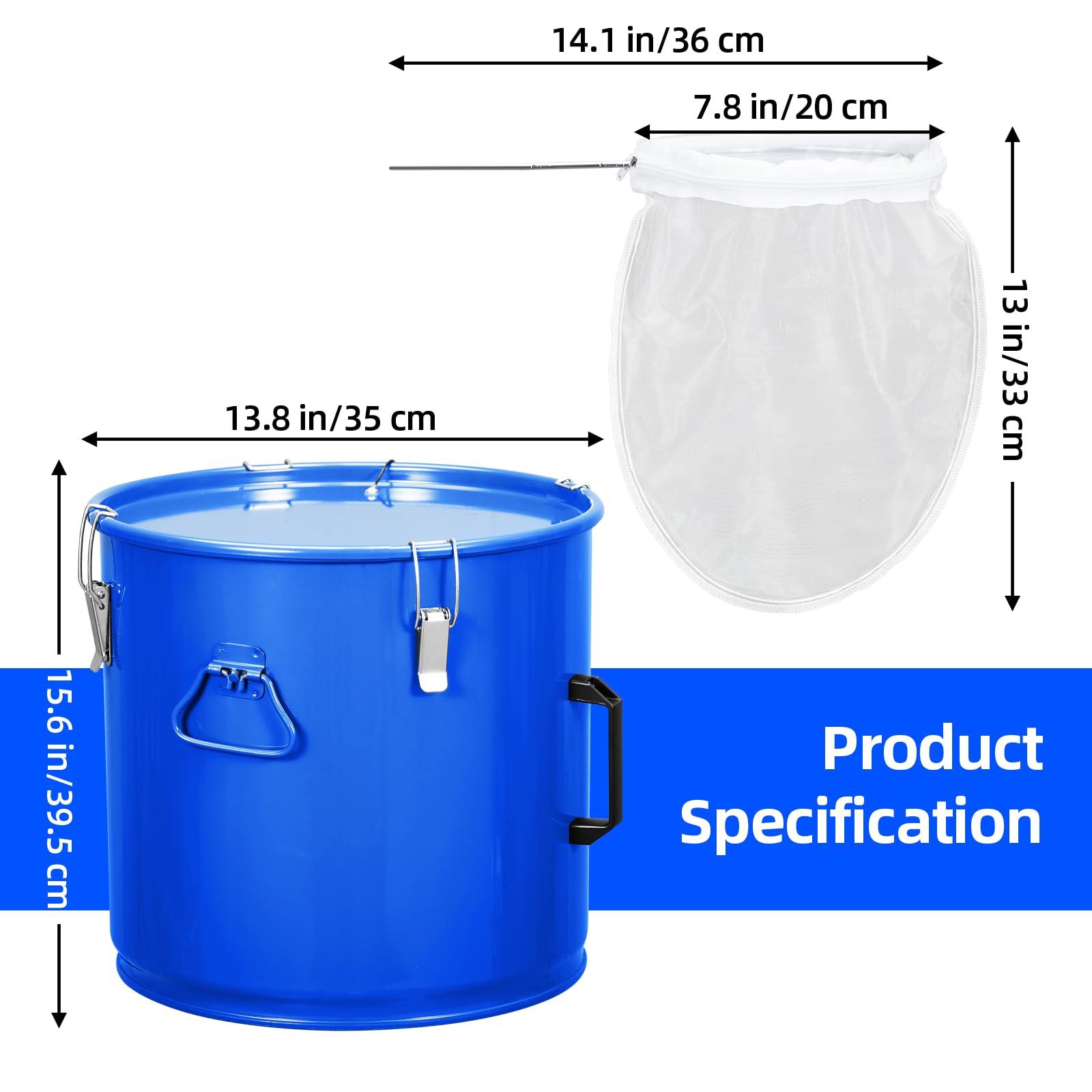 CuisinAid Fryer Grease Bucket 10 Gal, Oil Disposal Caddy, Steel Fryer Oil Transport Container with Rust-Proof Coating, Grease Can with Lid & Lock Clips & Filter Bag for Cooking Oil Filtering