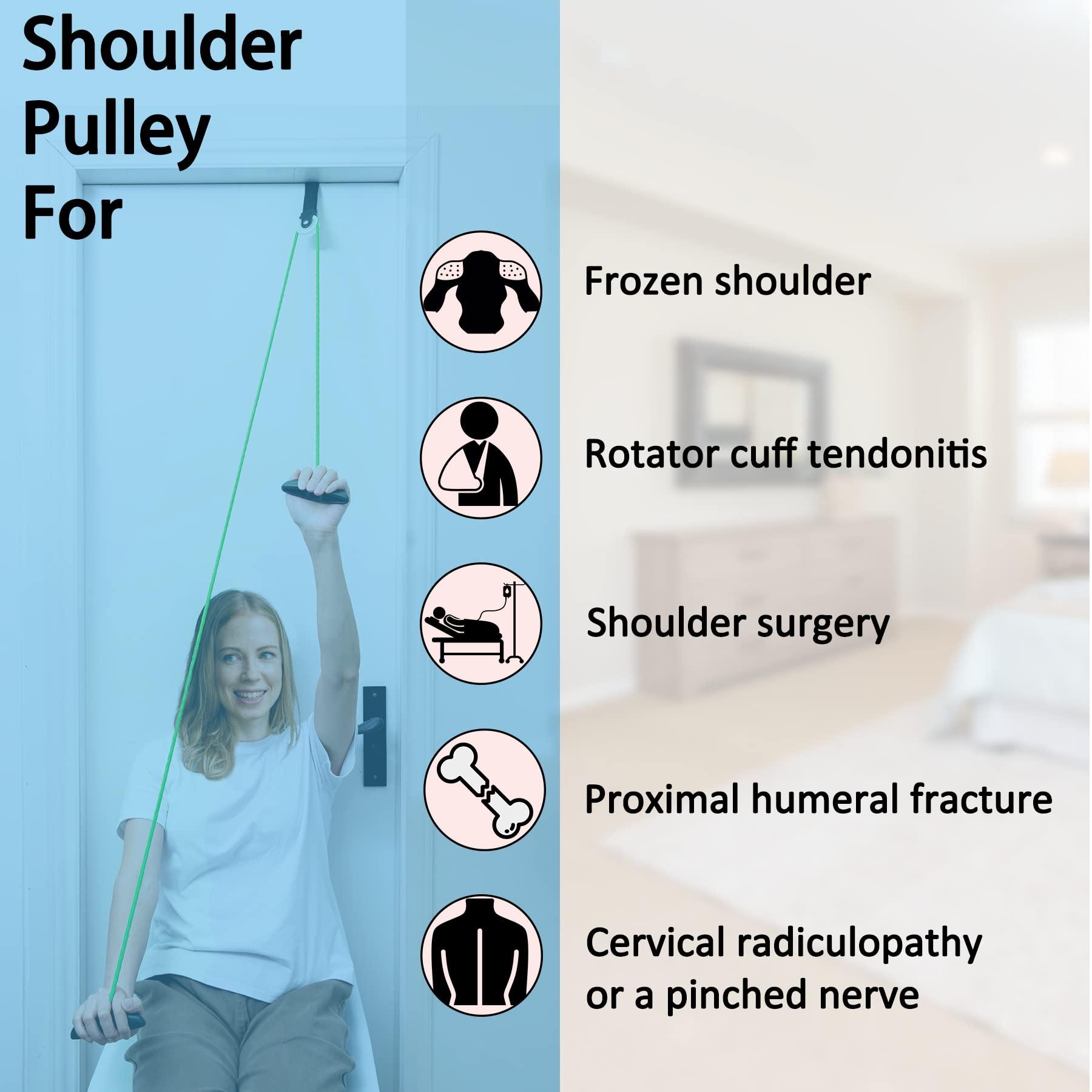 Hshbxd Shoulder Pulley Over The Door Physical Therapy System, Exercise Pulley, Alleviate Shoulder Pain and Facilitate Recovery from Surgery (Green)