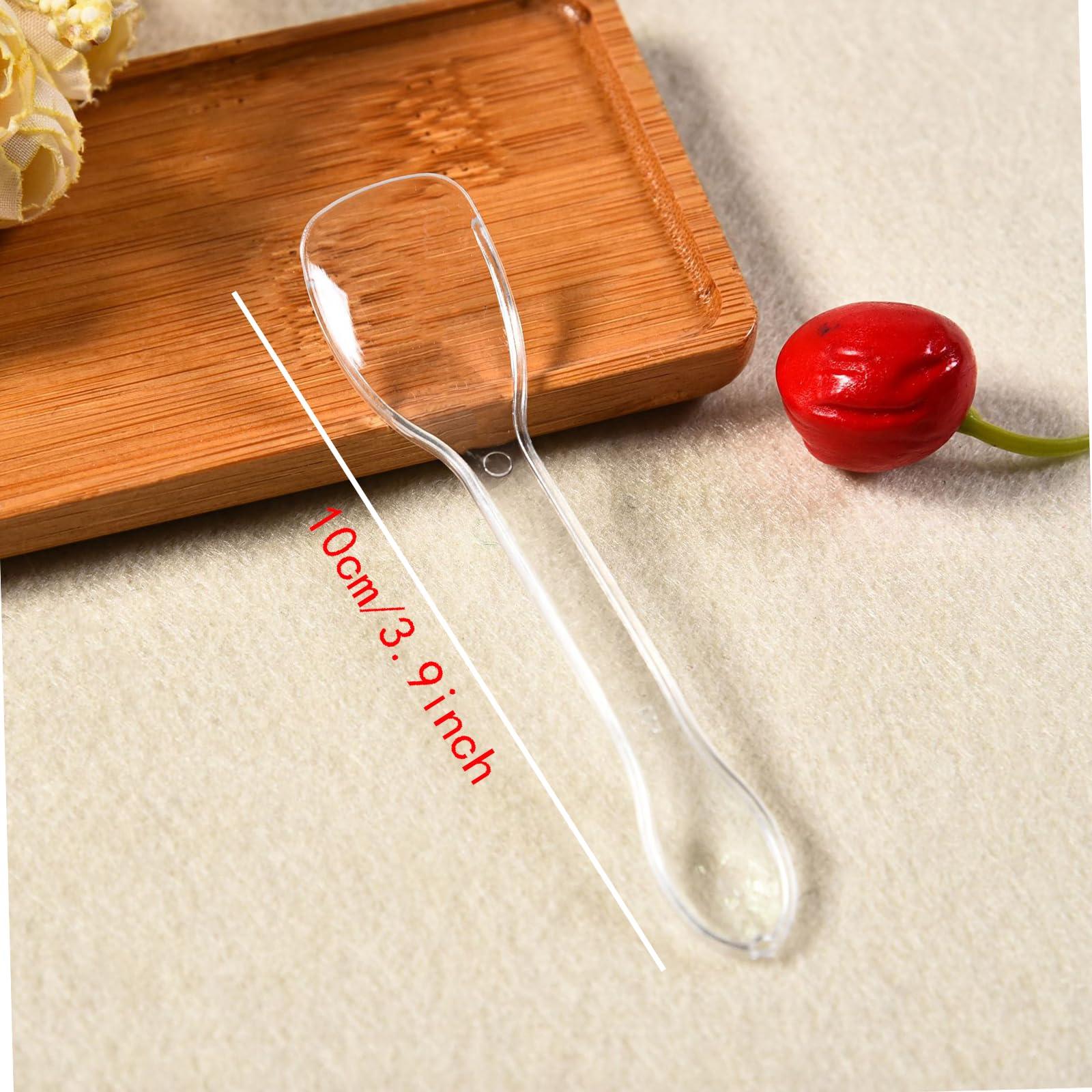 JAMOGOU 100 Pieces Ice Cream Scoops, Independent Packaging Disposable Cake spoon, Plastic Yogurt pudding spoon, Ice cream spoon (Clear)