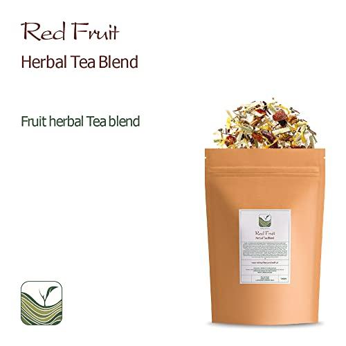 Valley of Tea Red Berry Organic Fruit Tea - Fruit Tea Tisane - Fruity Herbal Infusion - Red Berries Tea Red Berry Tea Red Fruits Tea 200g