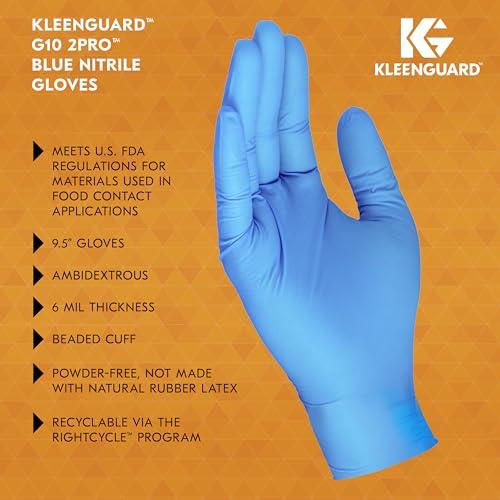 KLEENGUARD Kleenguard G10 2Pro Blue Nitrile Gloves (54423), 6 Mil, Ambidextrous, Touchscreen Compatible, L (100 Gloves/Box)