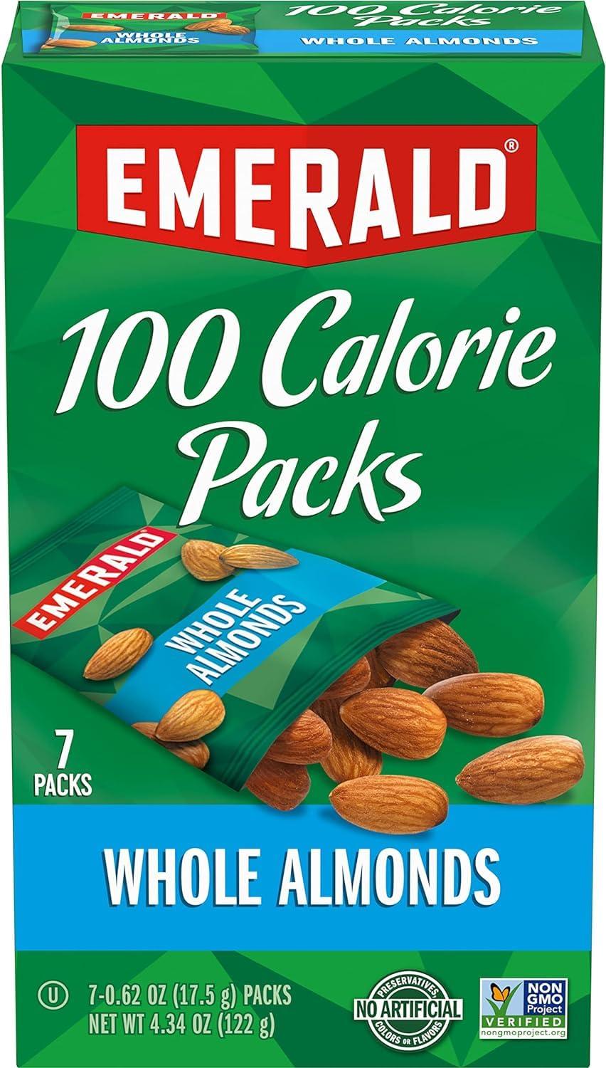 Emerald Emerald Nuts Whole Almonds, 100-Calorie Individual Packs 7CT, 4.34 Oz (Pack of 2)