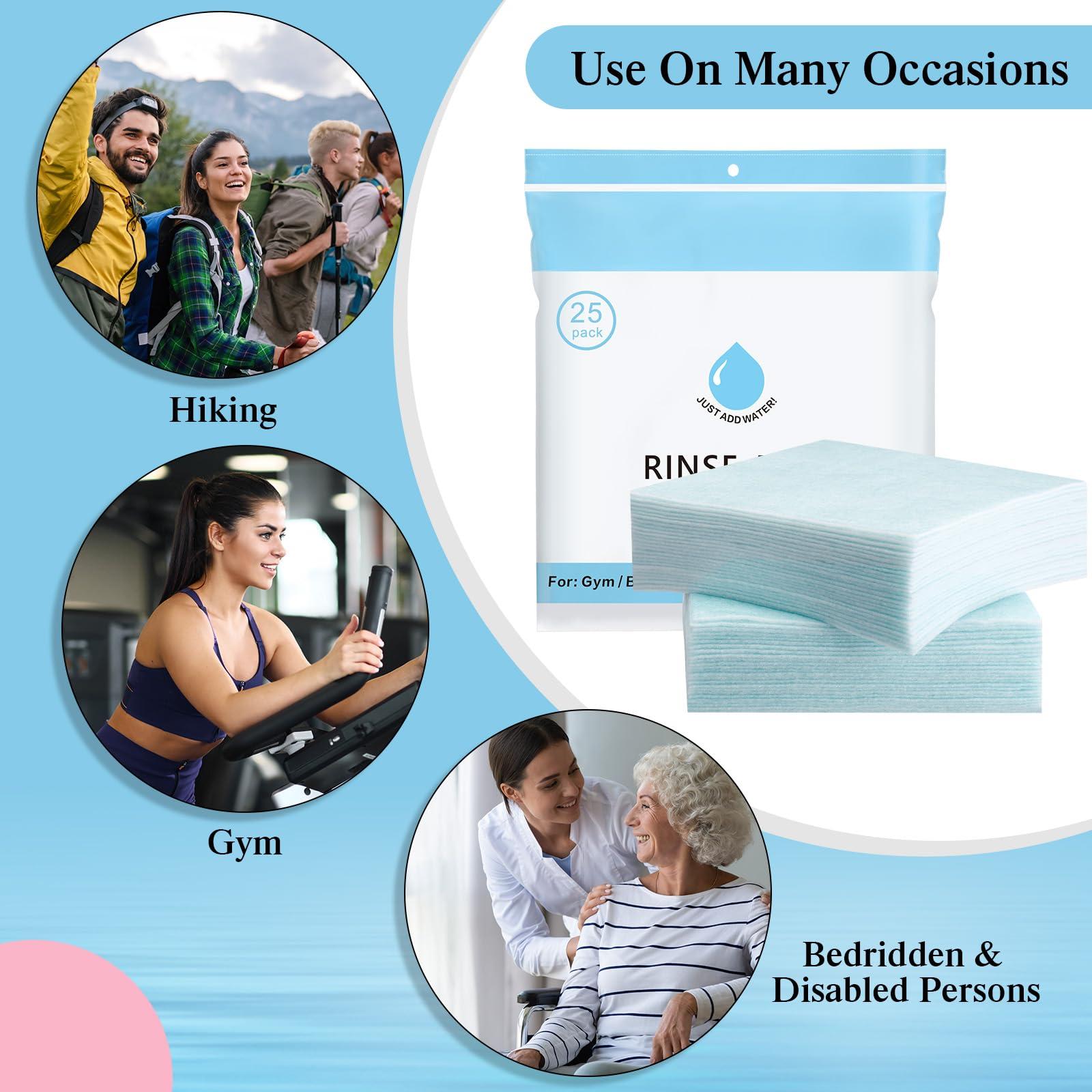 VitalCozy VitalCozy 100 Pcs Rinse Free Bathing Wipes Bulk Sponges Bath Wipes All in 1 Shower Wipes Rinse Free Bath Sponges Wash Cloths for Campers, Hikers, Adults, Elderly