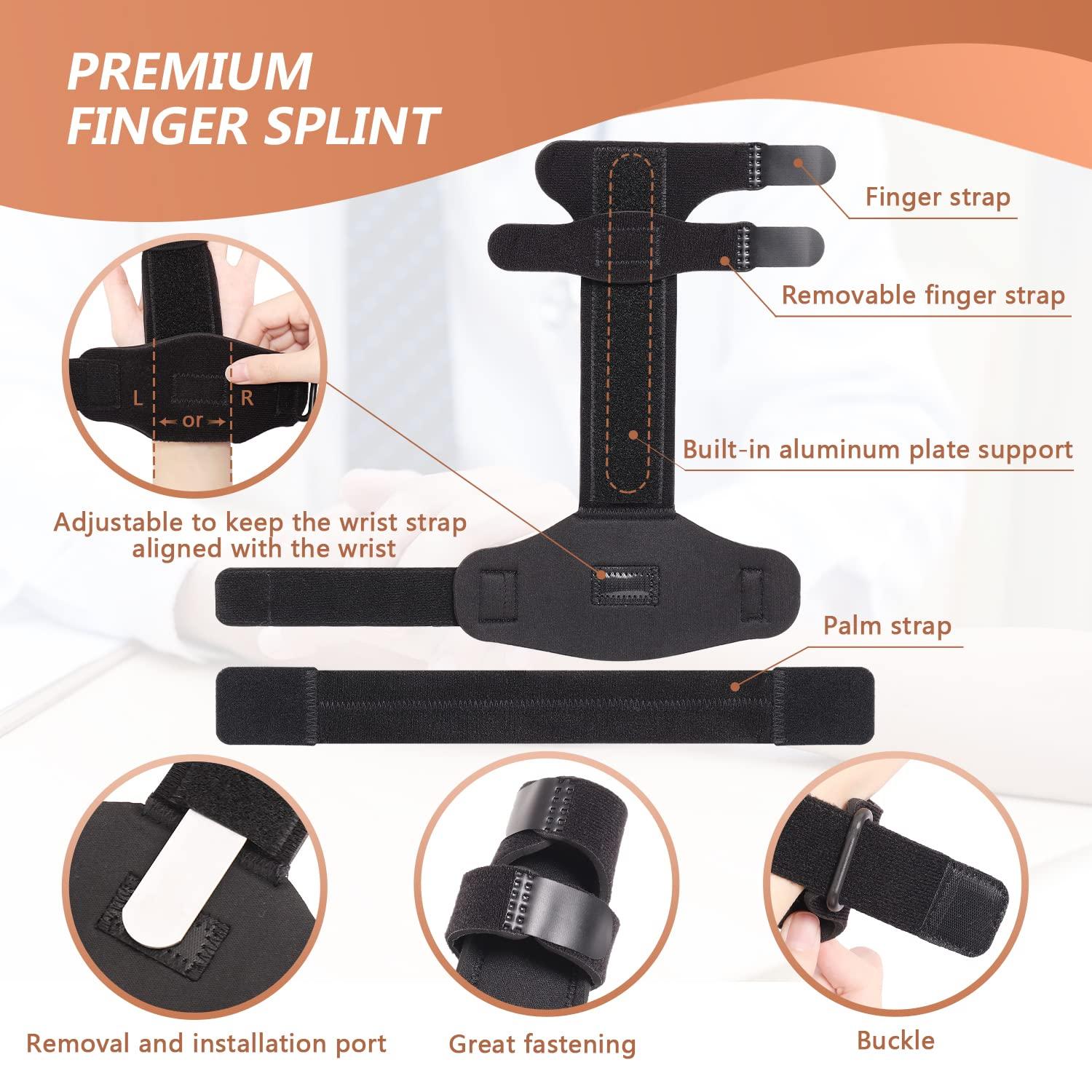 Scurnhau Scurnhau Trigger Finger Splint Finger Brace for 2 Fingers Reversible Finger Splints for Mallet Finger Broken Finger Arthritis Metacarpal Fracture Hand Brace with Finger Support Joints Immobilizer-S/M