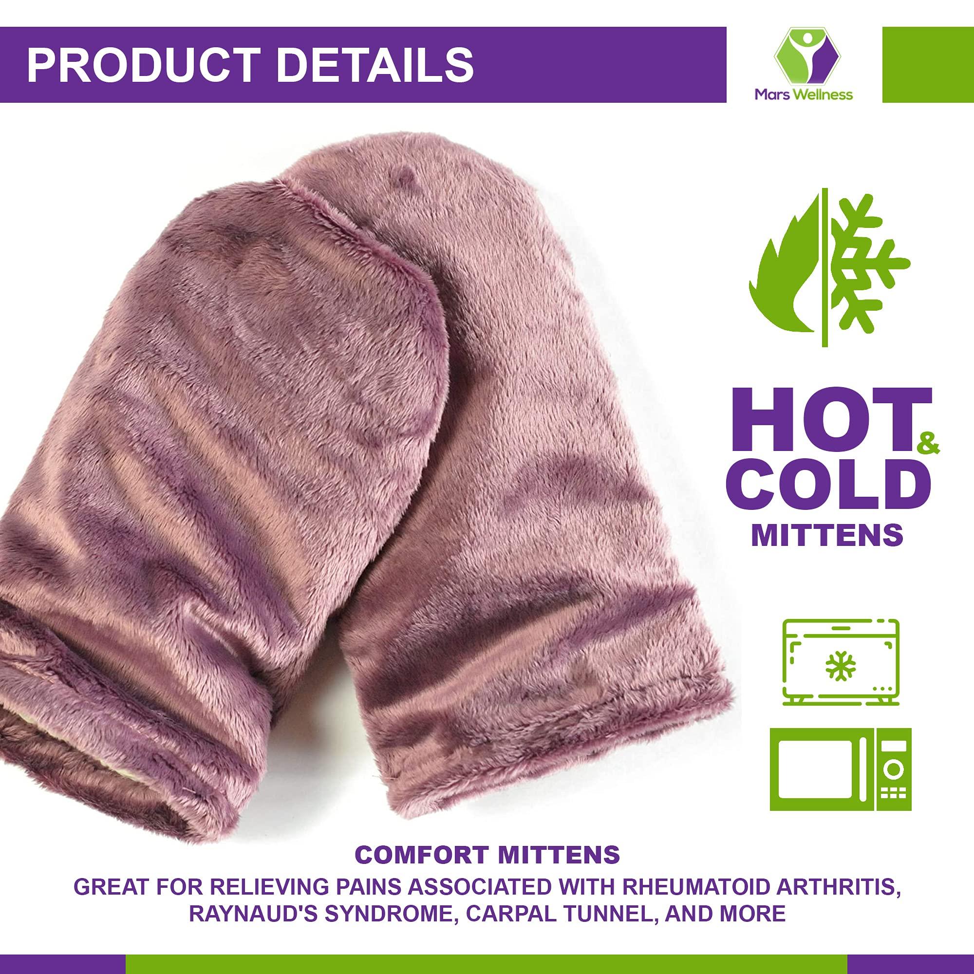 MARS WELLNESS Mars Wellness Heated Microwavable Mitts - Herbal Hot/Cold Deep Penetrating Herbal Aromatherapy Therapy Mittens with Flaxseed and Herbs - Trigger Finger, Inflammation, Carpal Tunnel - Muave