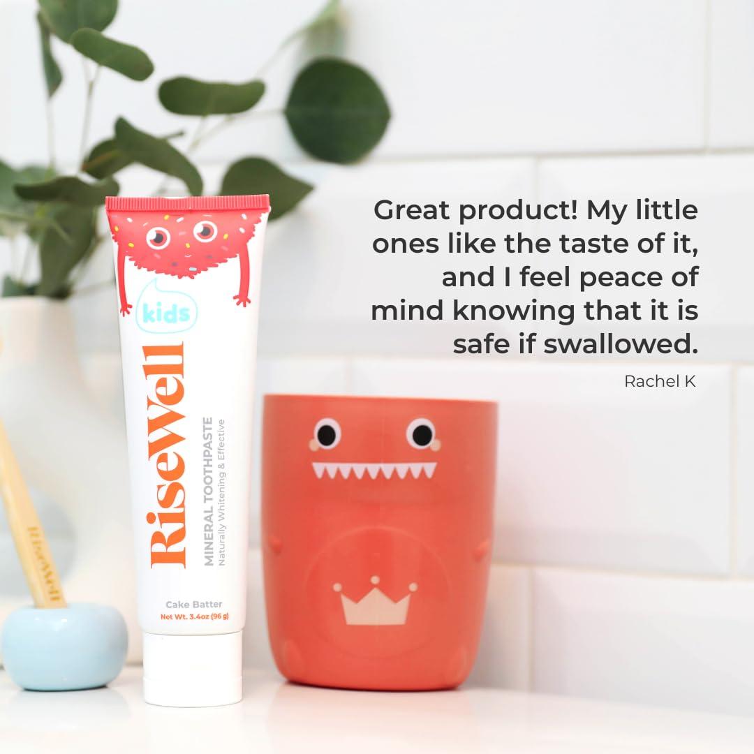 RiseWell RiseWell Kids Mineral Toothpaste - Hydroxyapatite Kids Toothpaste - Safe to Swallow, No Added Fluoride and All Natural - Cake Batter Flavor, 3.4 Oz