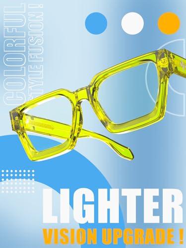 VISOONE VISOONE Enhanced Version Rectangle Chic Preppy Look Blue Light Blocking Glasses for Women Men RIVER-LIGHTER