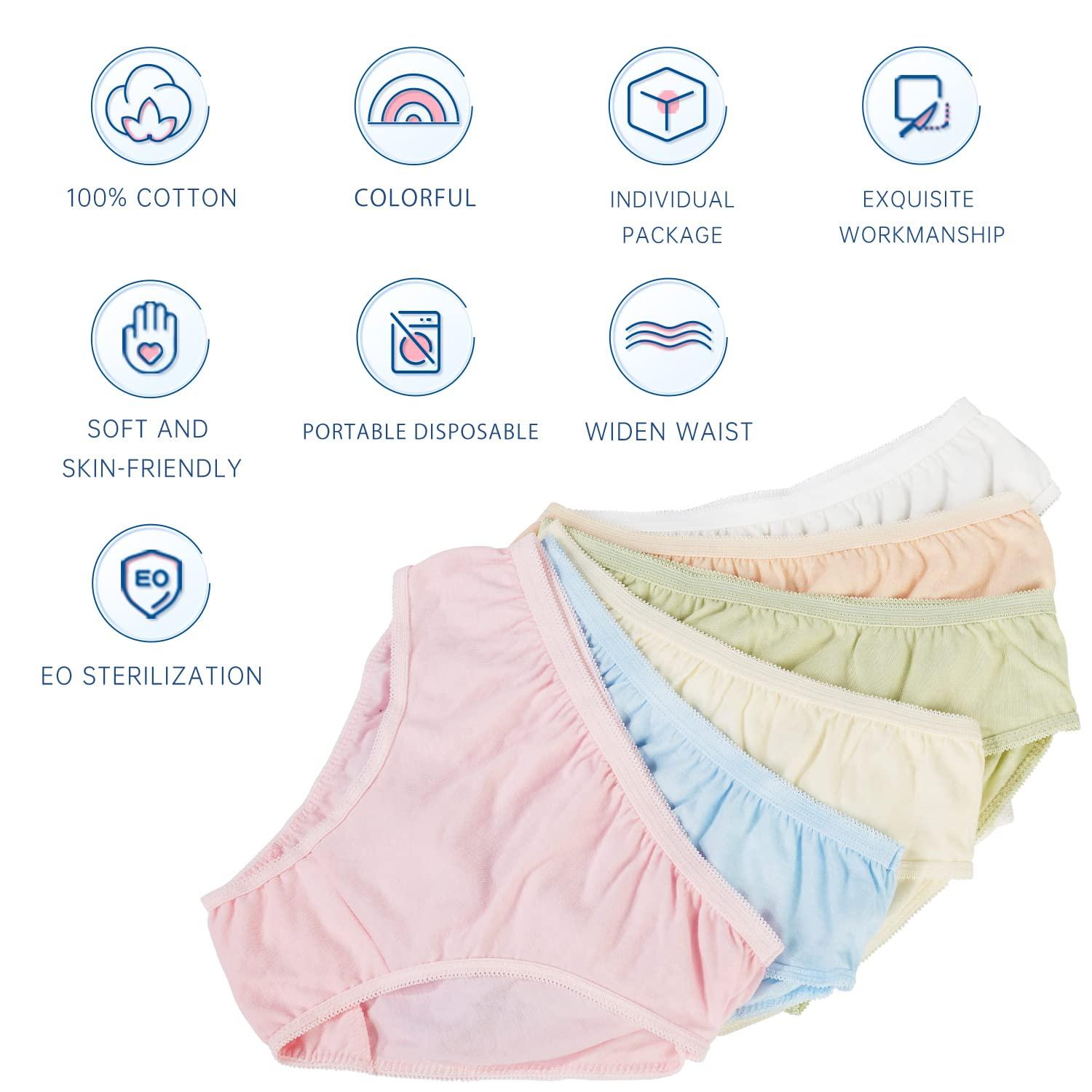 Travelcare 40 pack Women\'s Disposable 100% Cotton Underwear Ladies Briefs Panties for Travel Hotel Spa Hospital Stays Emergencies