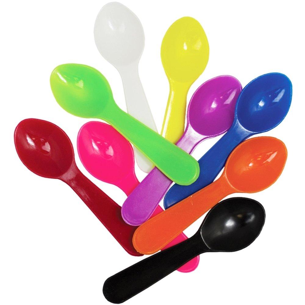 Frozen Dessert Supplies 3000-Count Mini Disposable Tasting Spoons Red Color | 3 Inch Plastic Sampling & Taster Spoons for Food, Ice Cream, Spices | Frozen Dessert Supplies