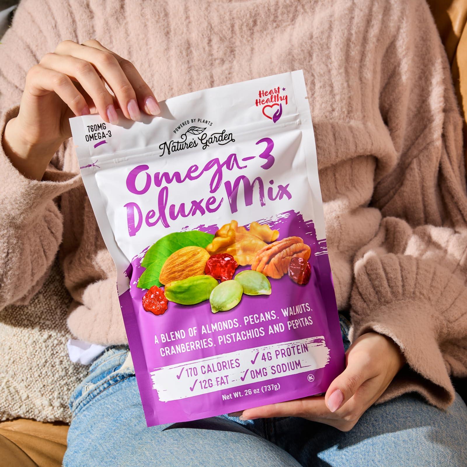 Nature's Garden Nature's Garden Omega 3 Deluxe Mix - Healthy Trail Mix, Power Up Mega Omega Trail Mix Nuts, Heart Healthy, Gluten Free, Cholesterol Free, Sodium Free, No Artificial Ingredients - 40 Oz Bag